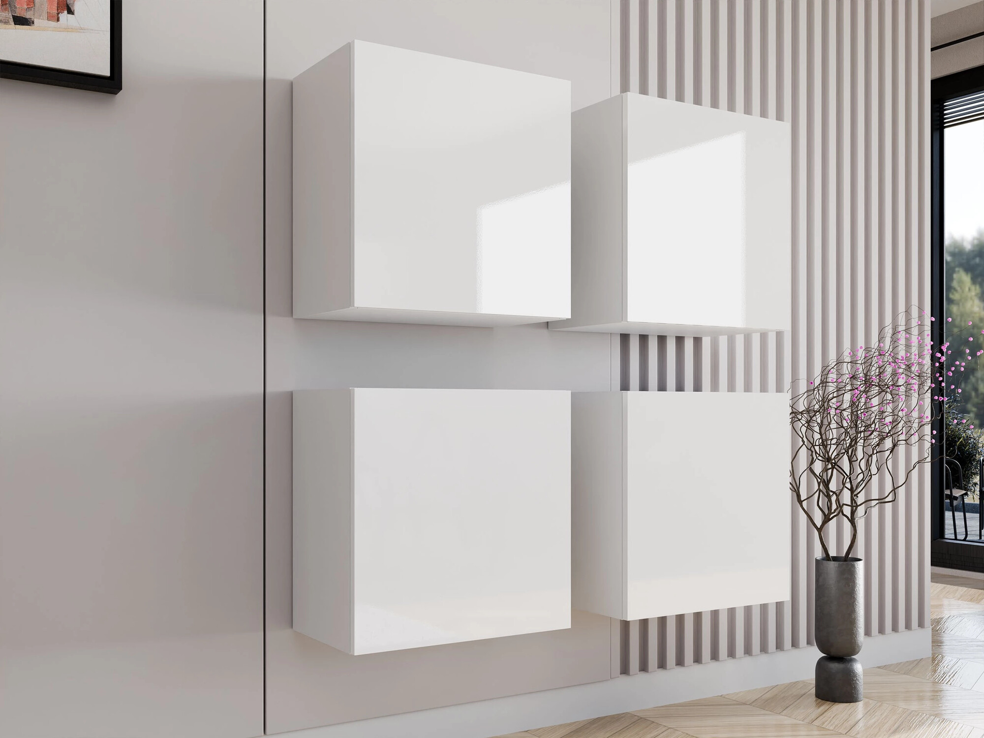 Set di gabinetto Vilrin (Bianco + Bianco lucido)