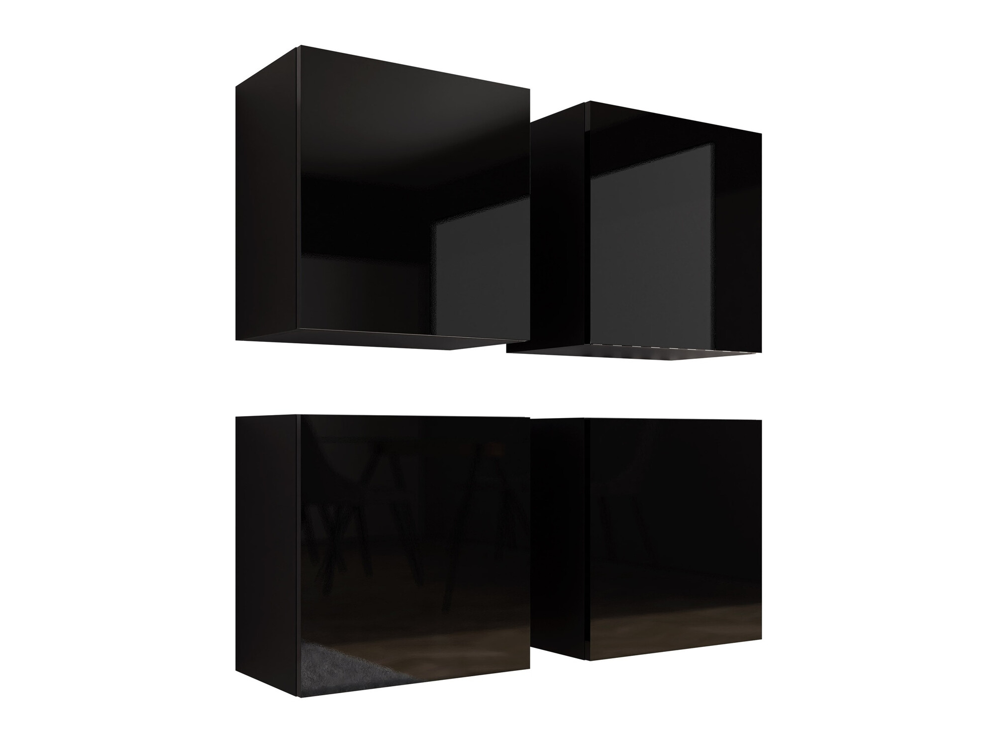 Set di gabinetto Vilrin (Nero + Nero lucido)