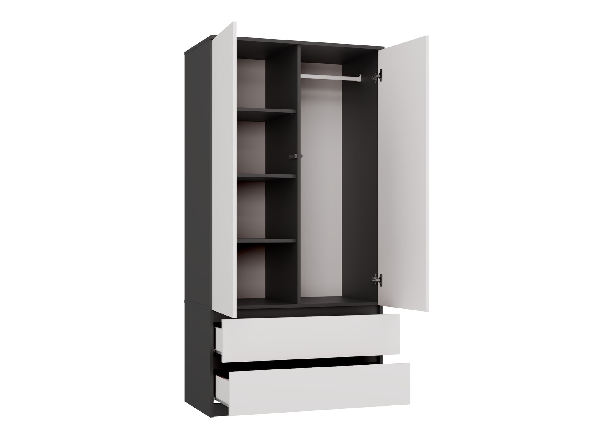 Armadio Elbvelu 116 (Bianco + Antracite)