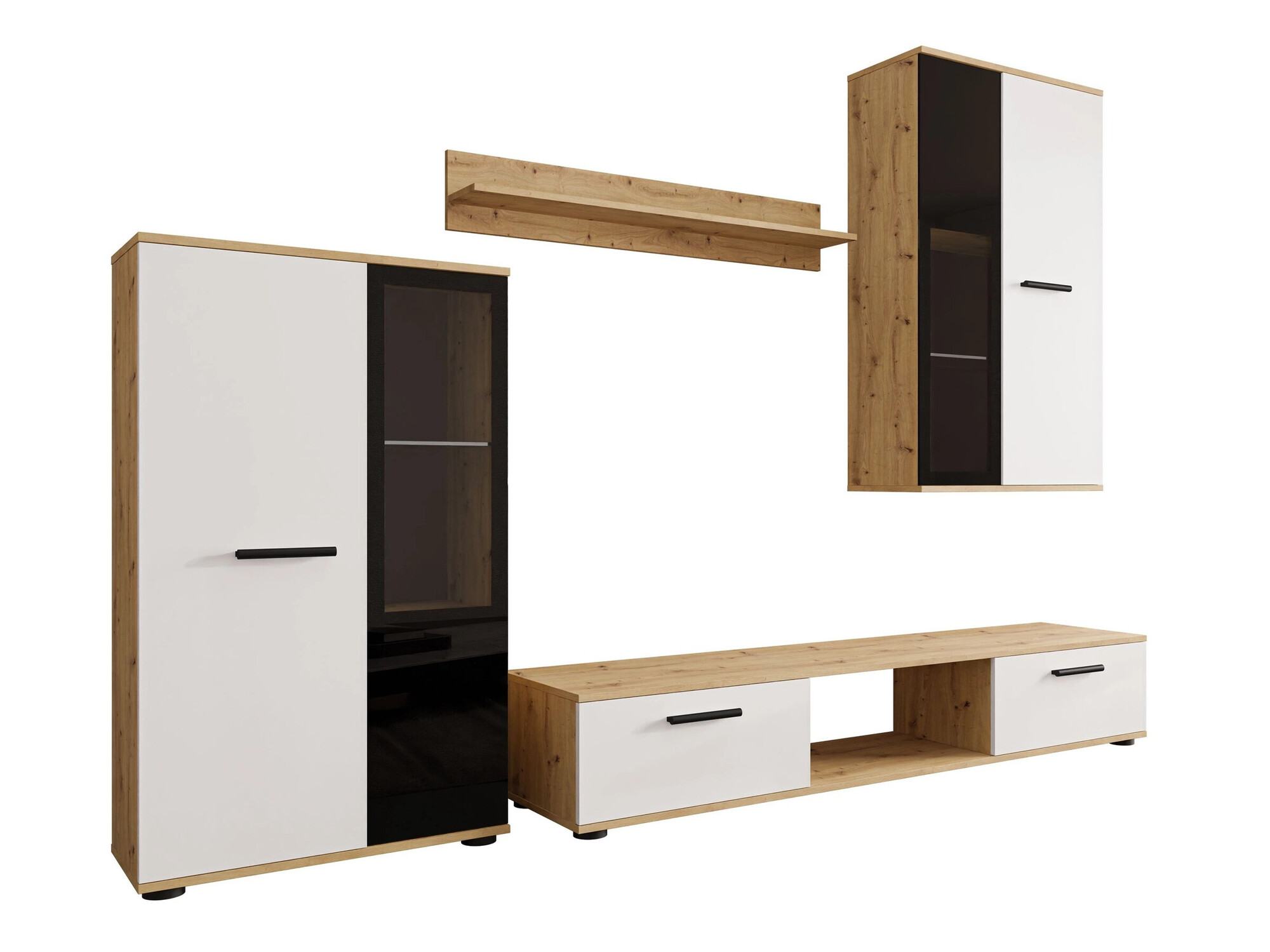 Parete attrezzata Genio (Rovere Artisan + Bianco)