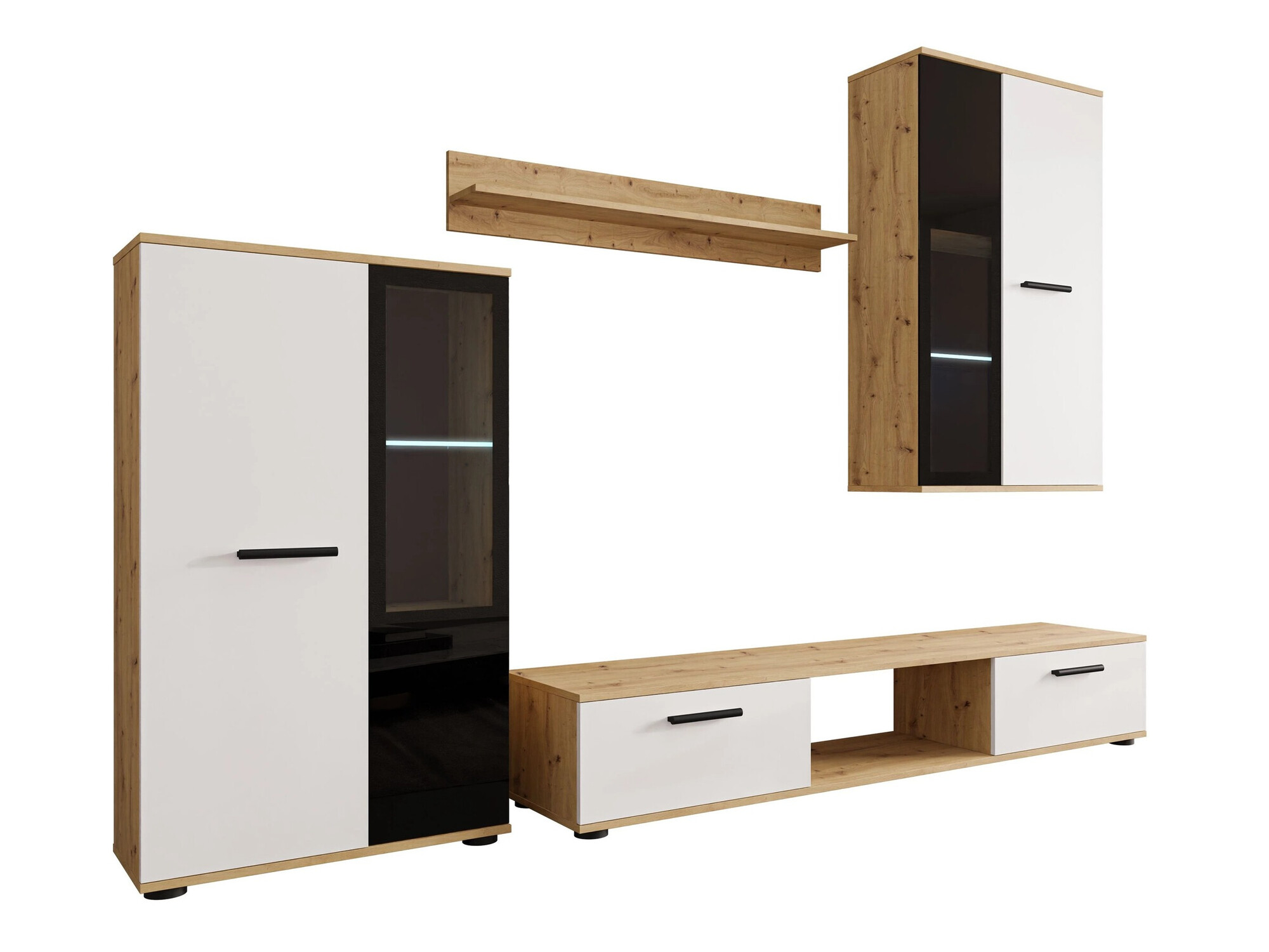 Parete attrezzata Genio (Rovere Artisan + Bianco)