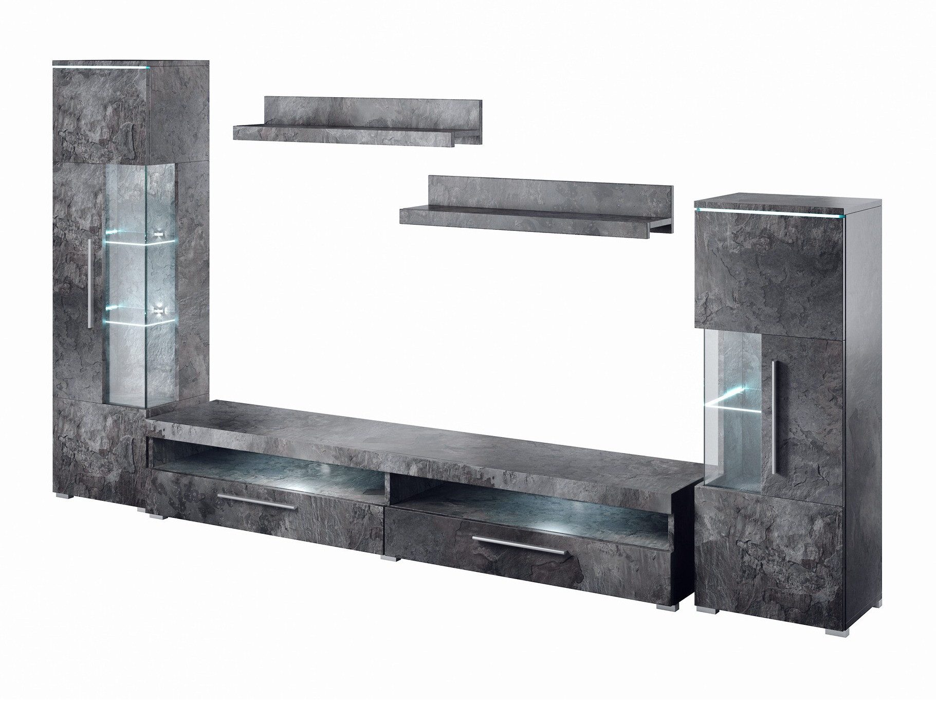 Parete attrezzata Torvire 107 (Cemento scuro)