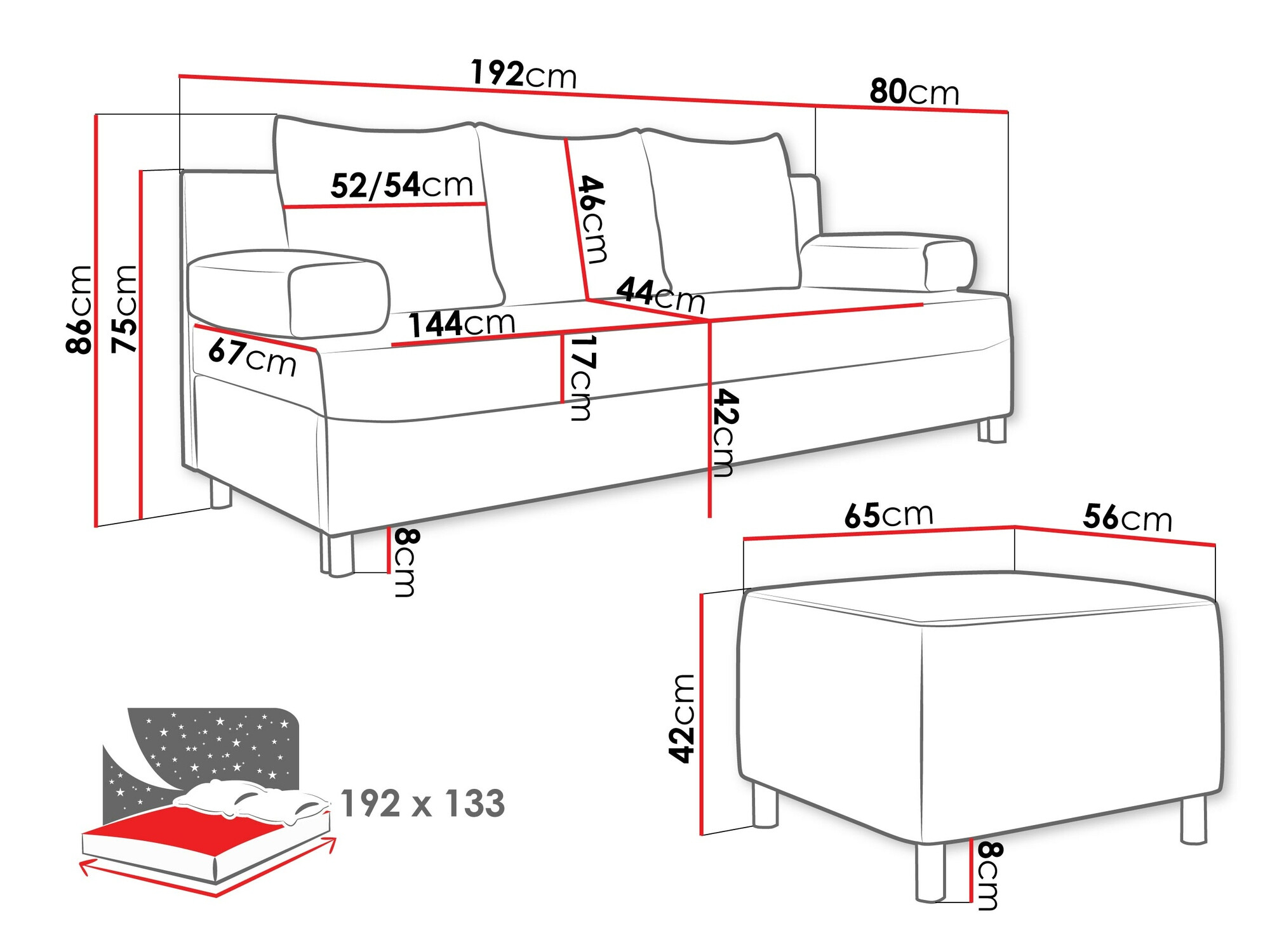 Set mobili imbottiti Comfivo Artes (Alova 36 + Alova 07)