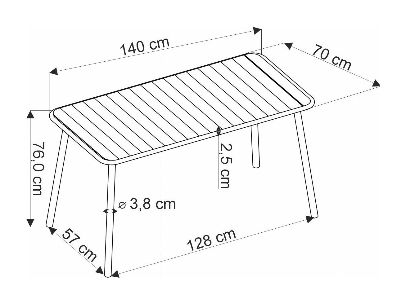 Tavolo esterno Houston 1960 (Nero)