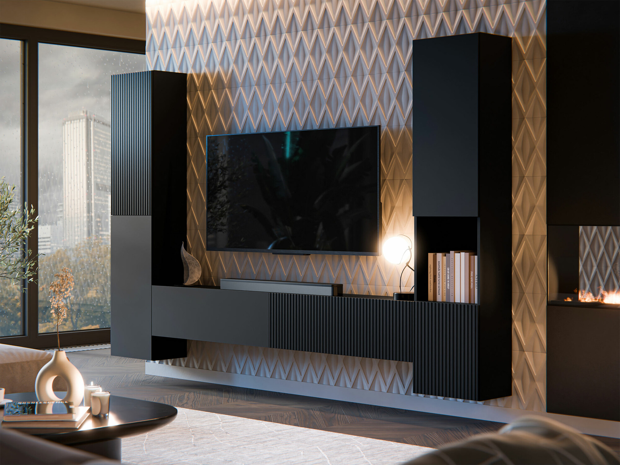 Parete attrezzata Species I (Nero)