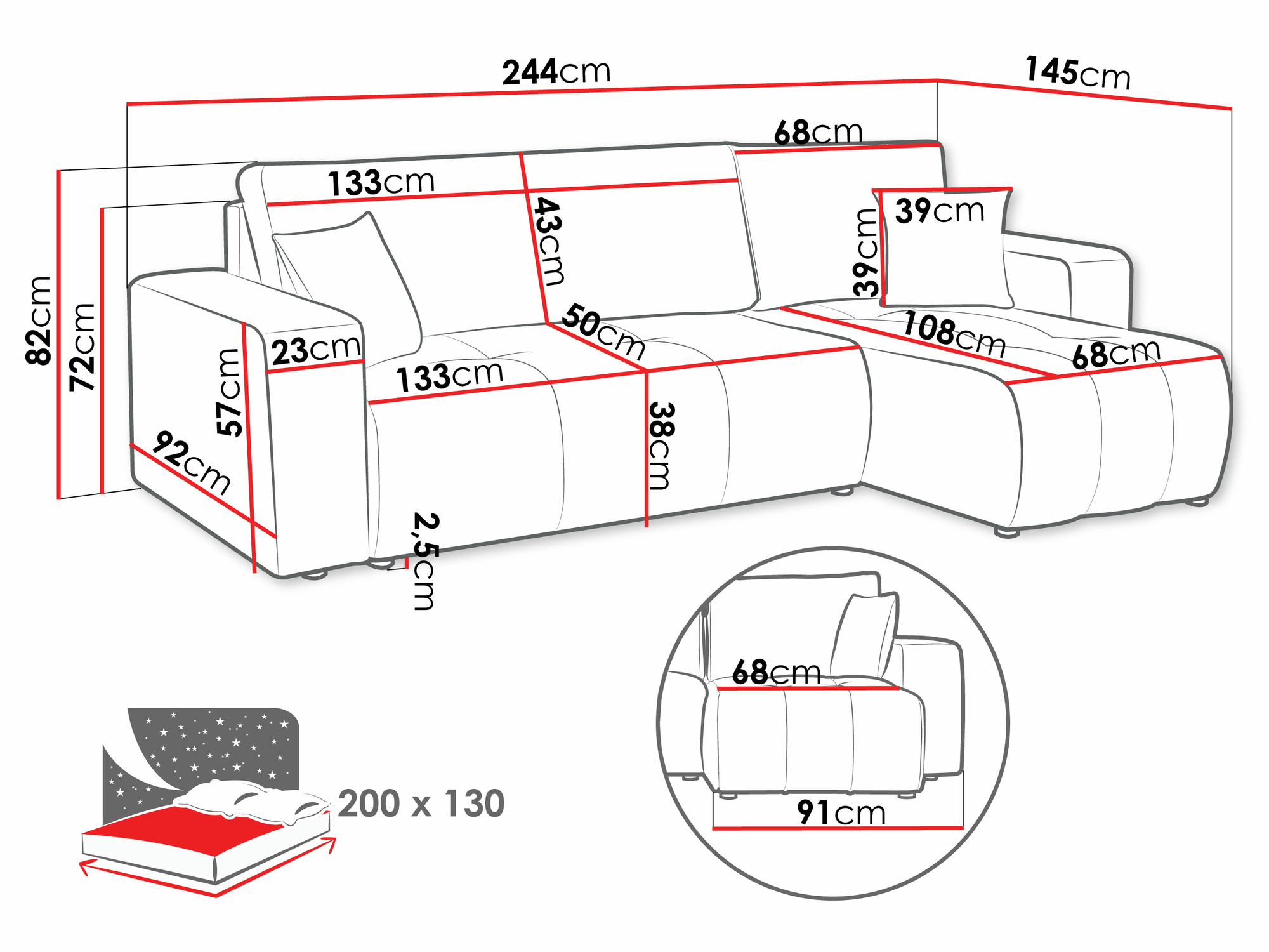 Divano angolare Comfivo Laurus (Velo 627)