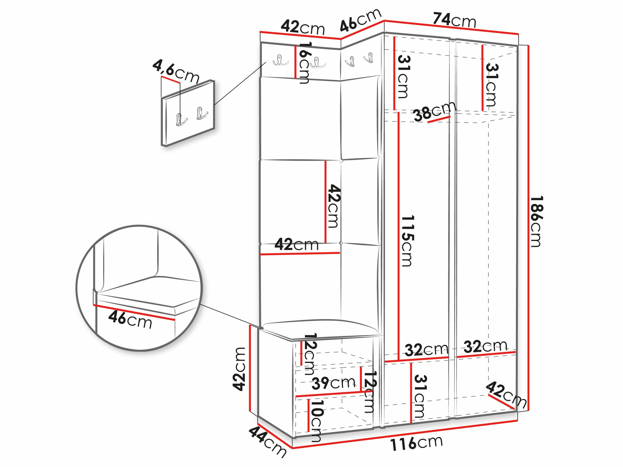 Set arredo da corridoio Hartford 387 (Bianco)