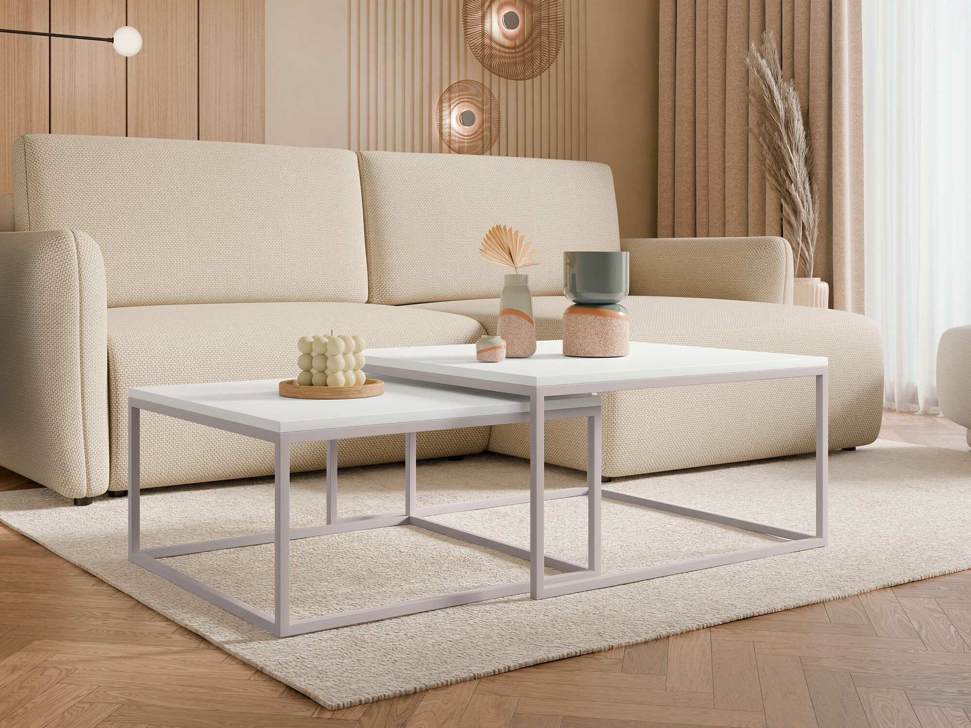 Set tavolino da caffè Oswego 133 (Bianco + Cachemire)