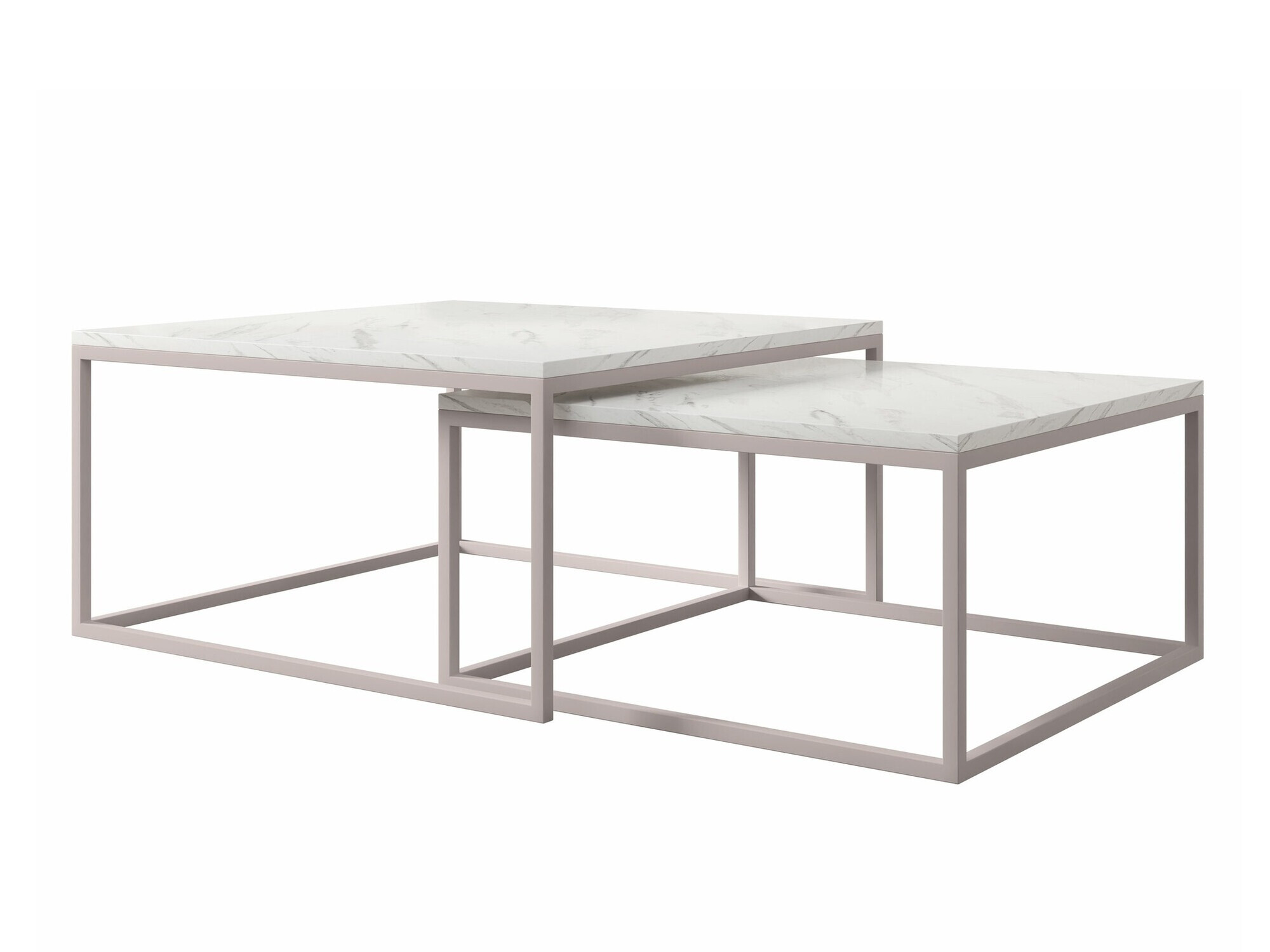 Set tavolino da caffè Oswego 133 (Marmo bianco + Cachemire)