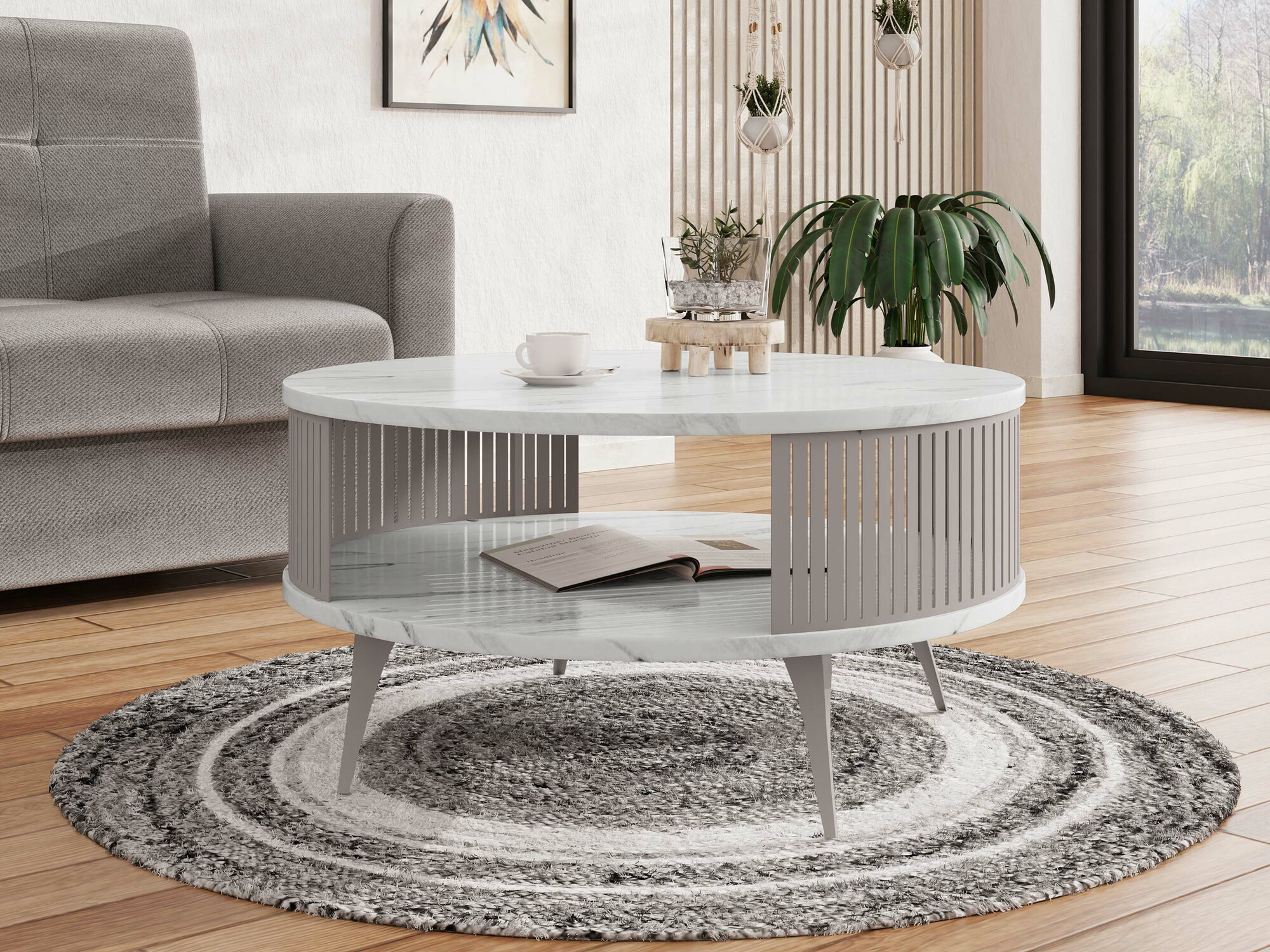 Tavolino da caffè Vitum VI (Cachemire + Marmo bianco)