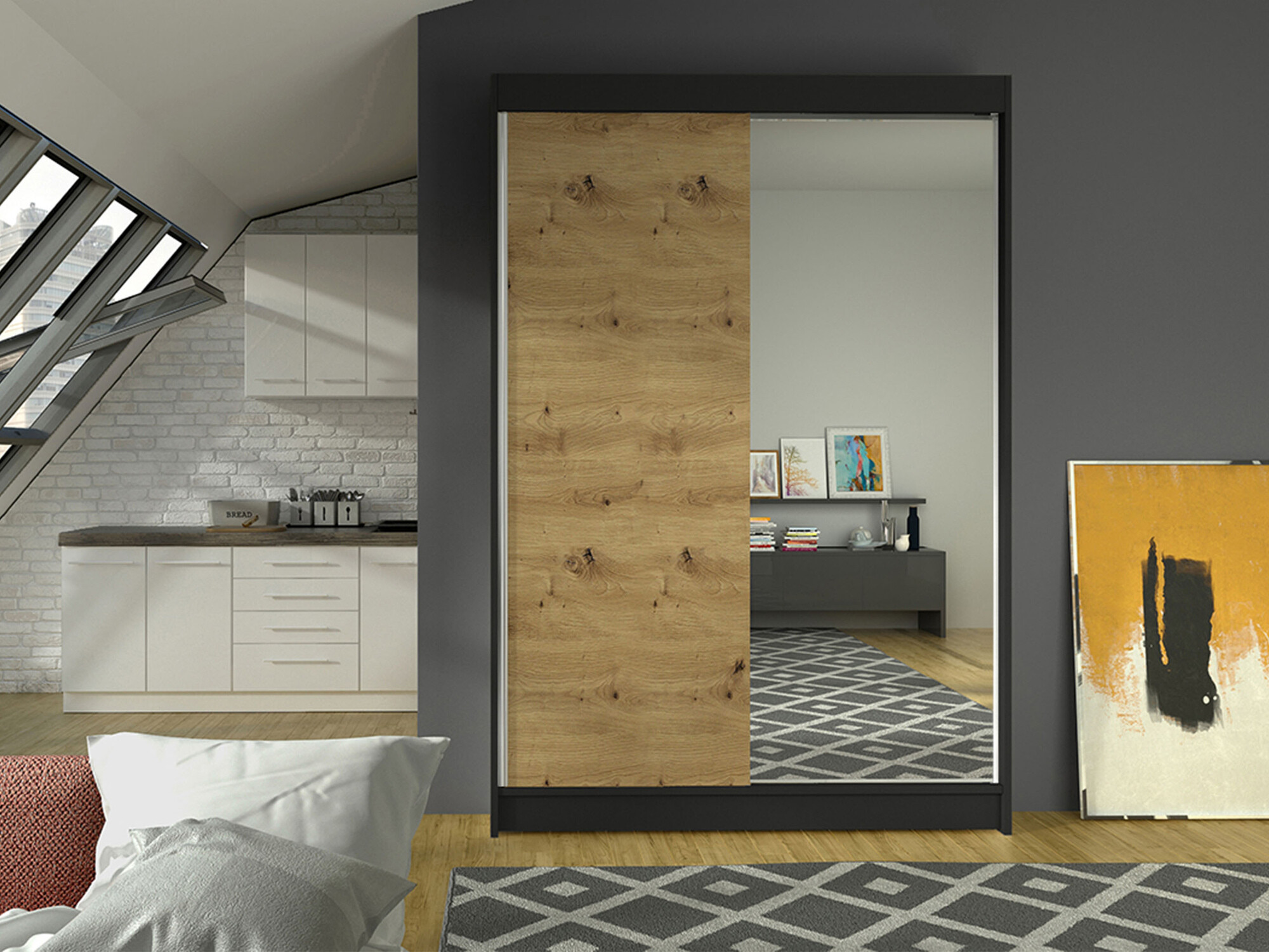 Armadio Closico Salvor I (Nero + Rovere Artisan)