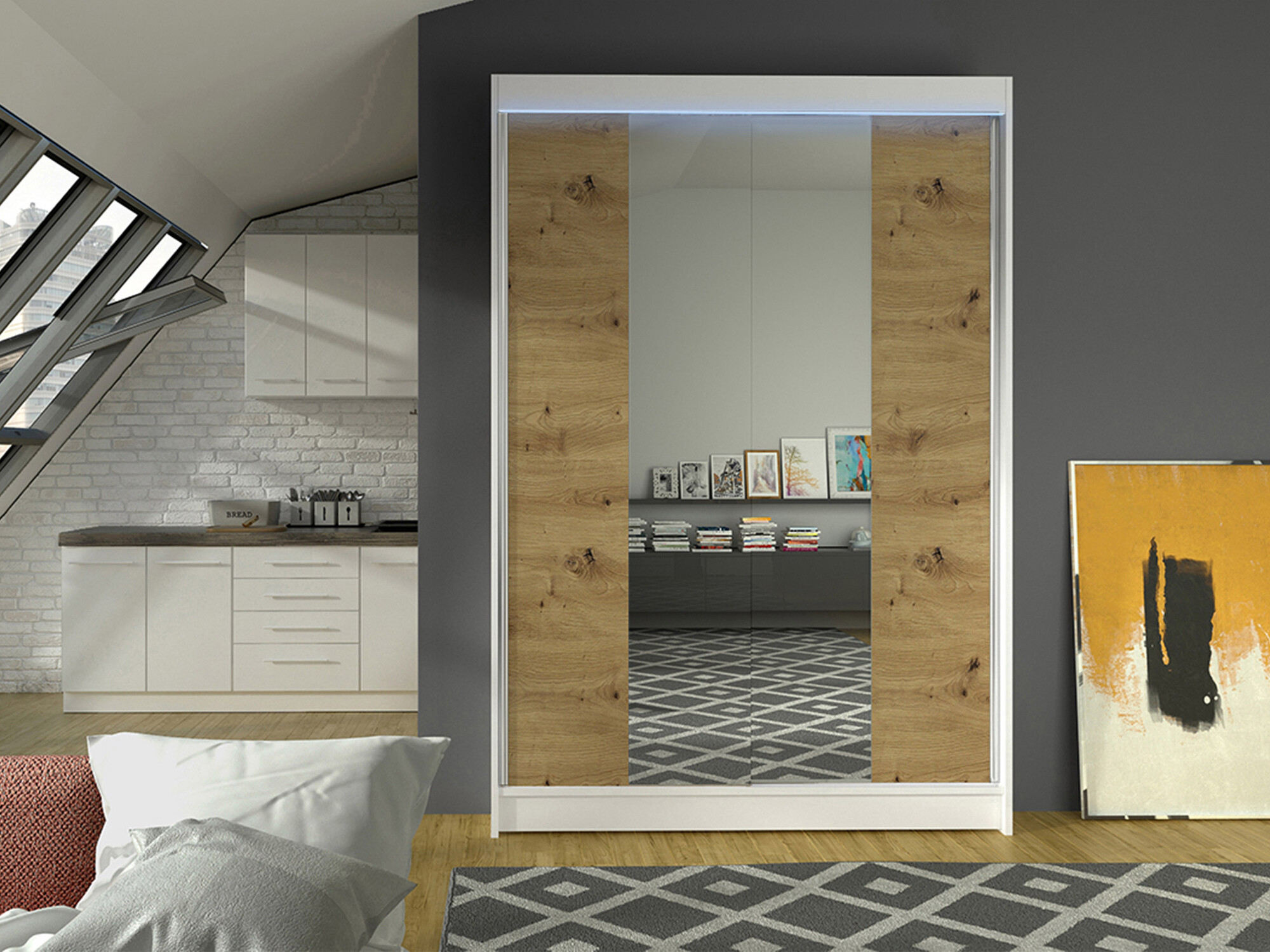 Armadio Closico Salvor II (Bianco + Rovere Artisan)