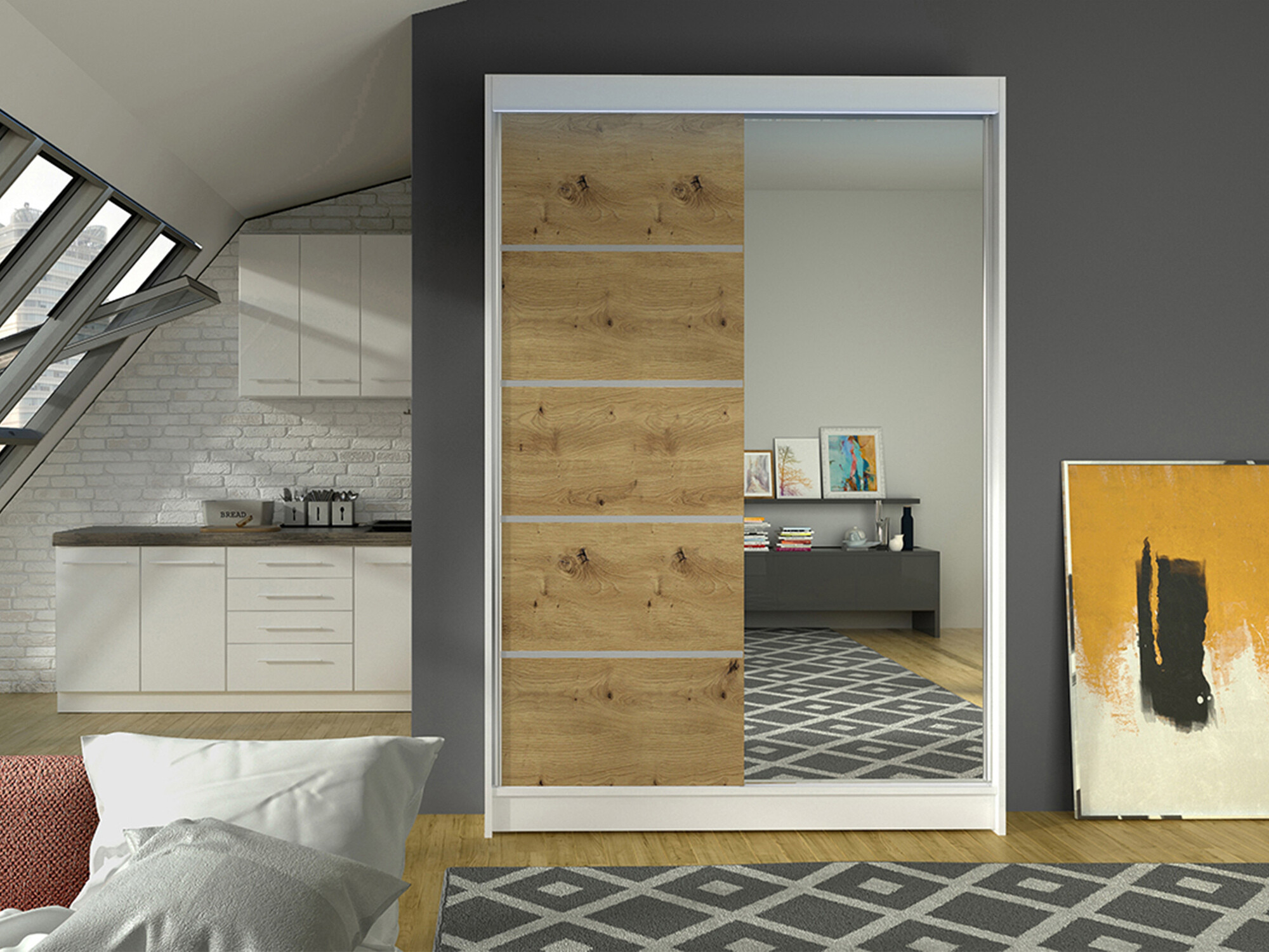 Armadio Closico Salvor III (Bianco + Rovere Artisan)