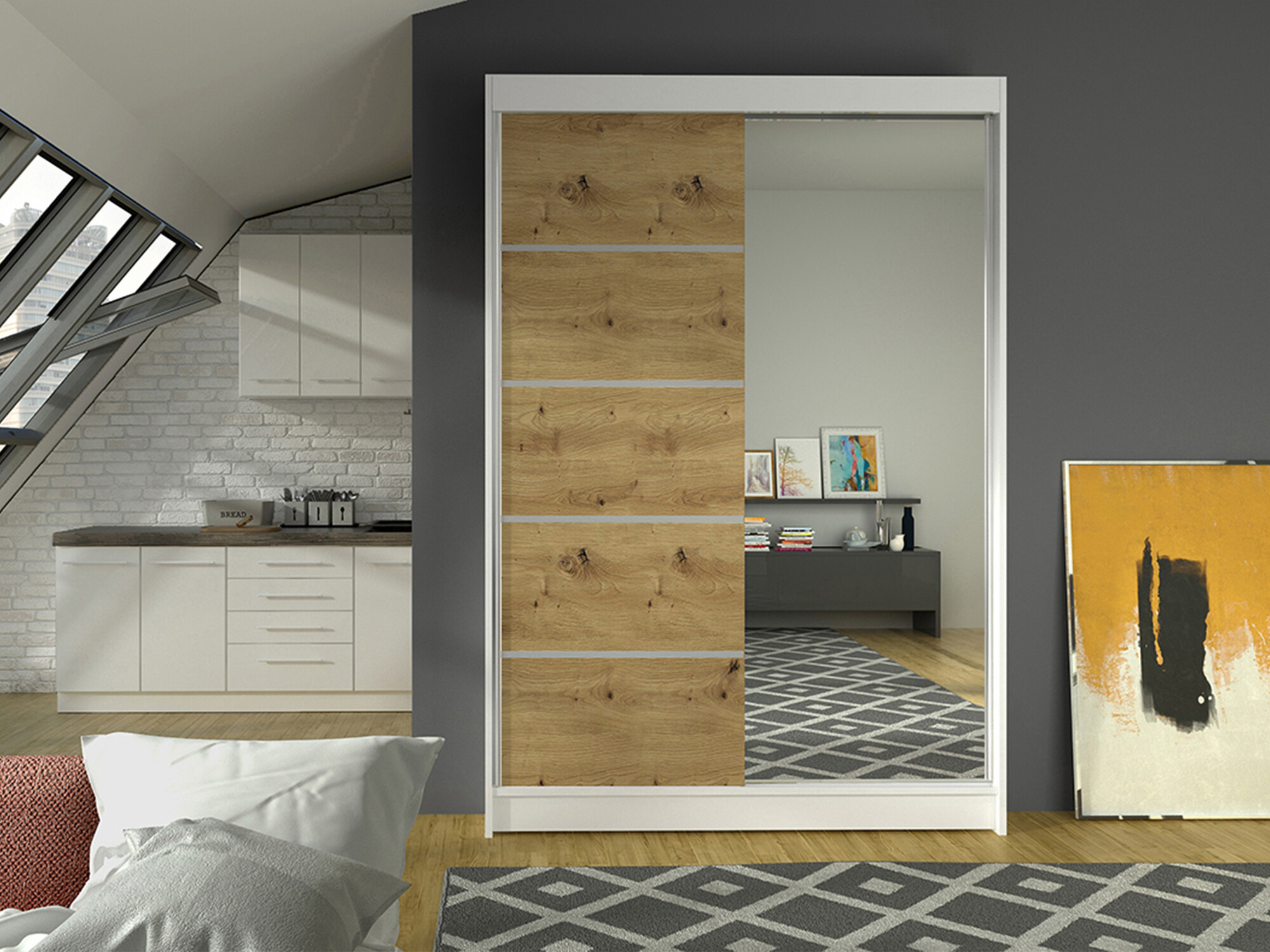 Armadio Closico Salvor III (Bianco + Rovere Artisan)