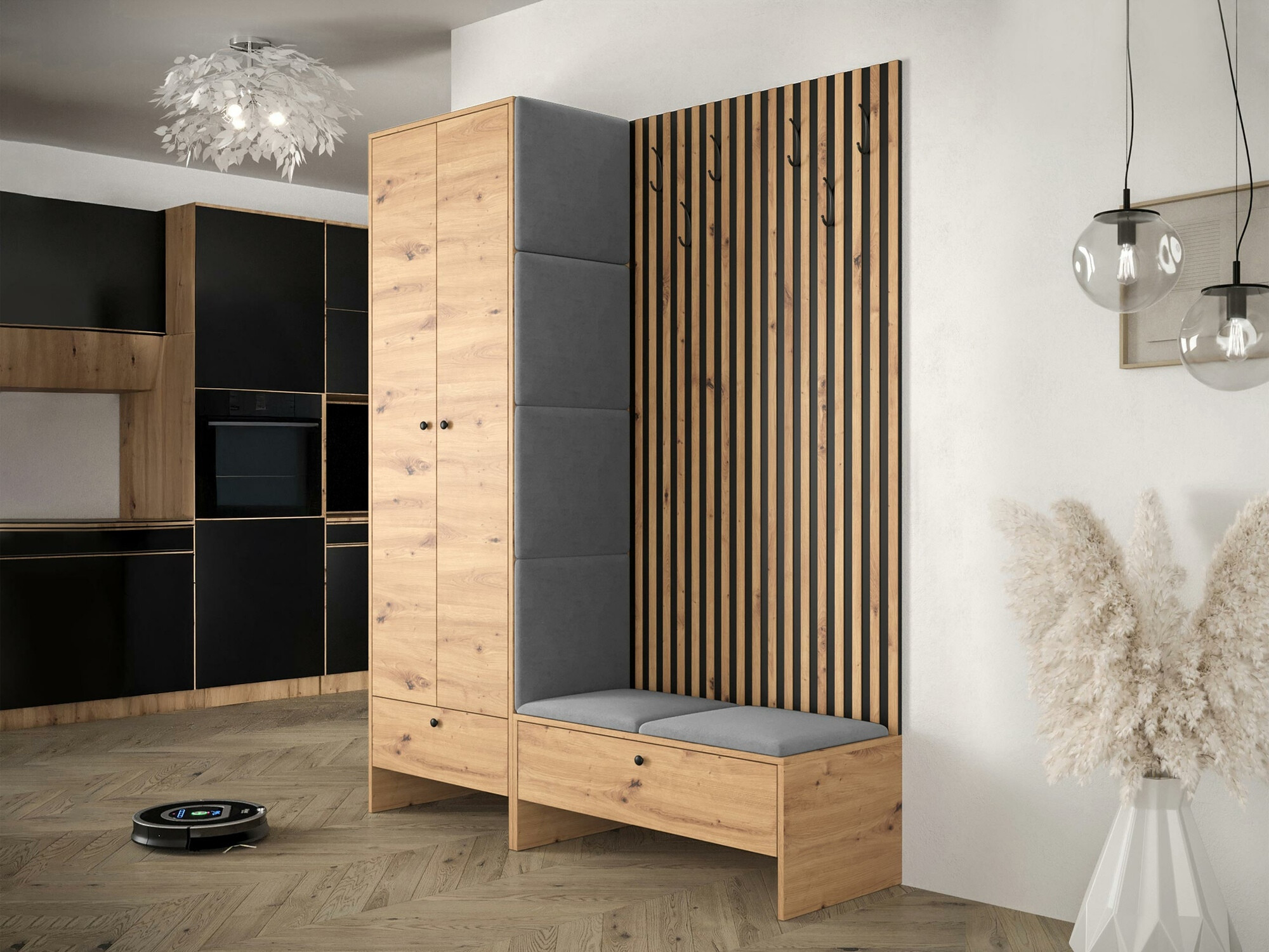 Set arredo da corridoio Donio III (Rovere Artisan + Manila 16)