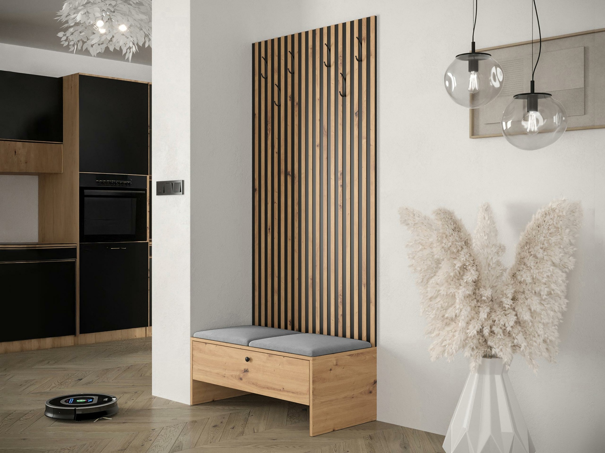 Set arredo da corridoio Donio IV (Rovere Artisan + Manila 16)