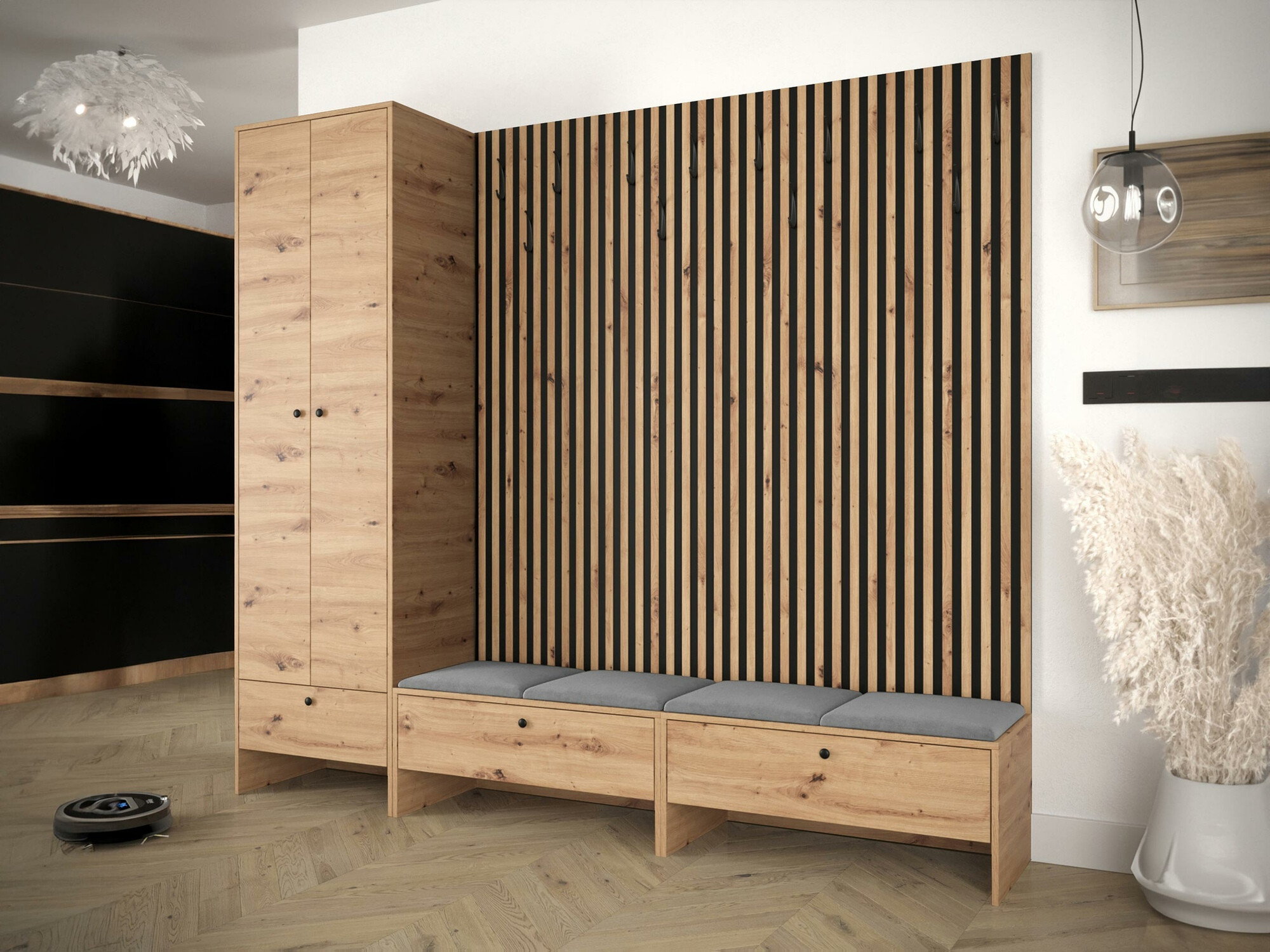 Set arredo da corridoio Donio VI (Rovere Artisan + Manila 16)