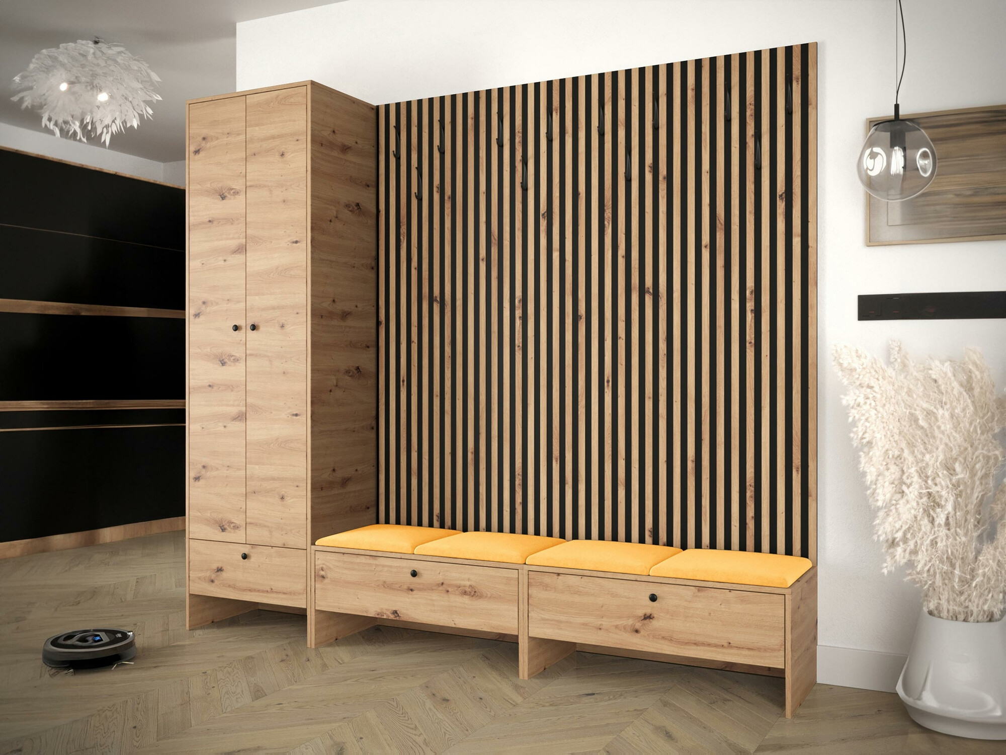 Set arredo da corridoio Donio VI (Rovere Artisan + Manila 32)