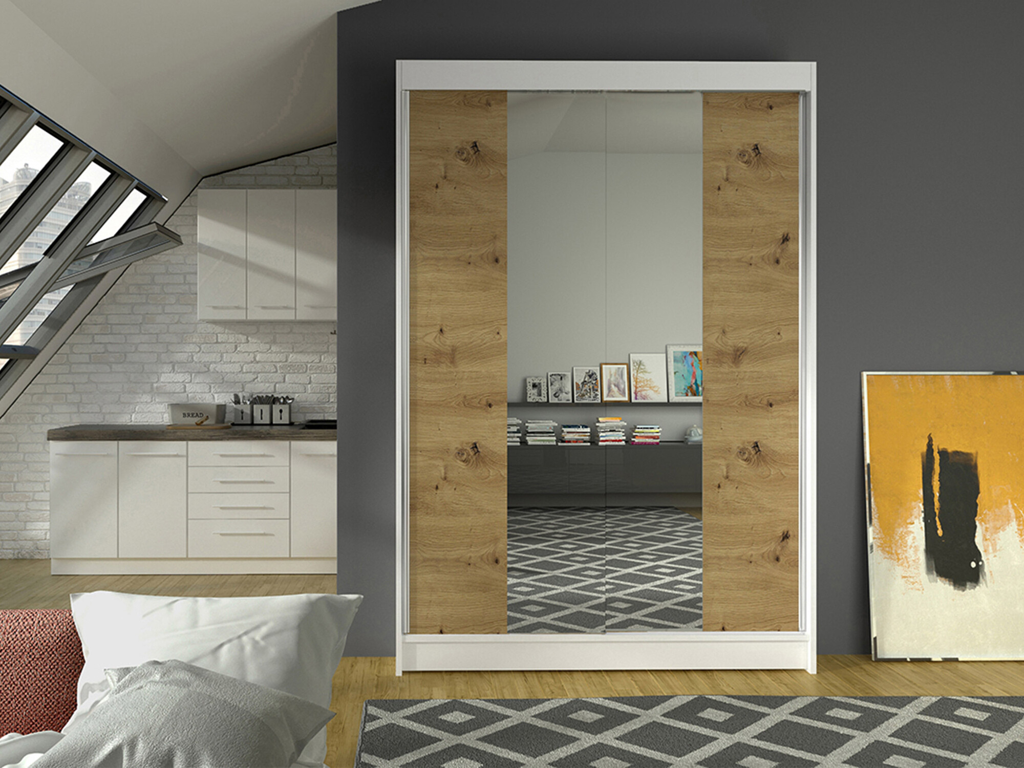Armadio Closico Salvor II (Bianco + Rovere Artisan)
