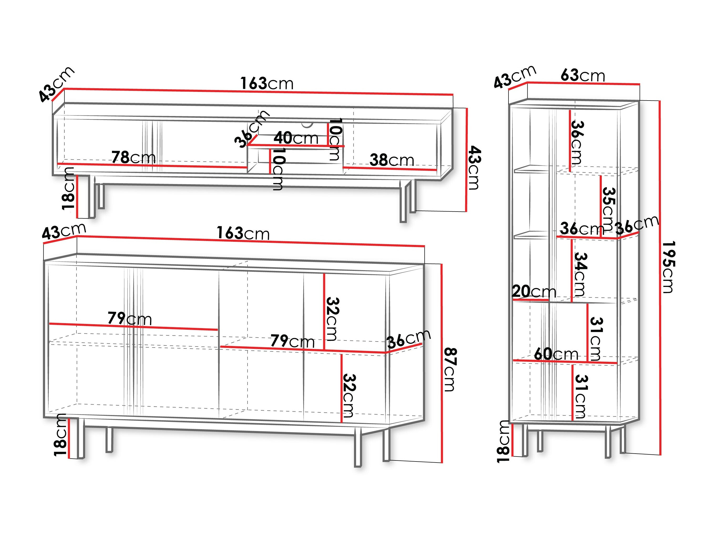 Parete attrezzata Levali 115 (Beige)