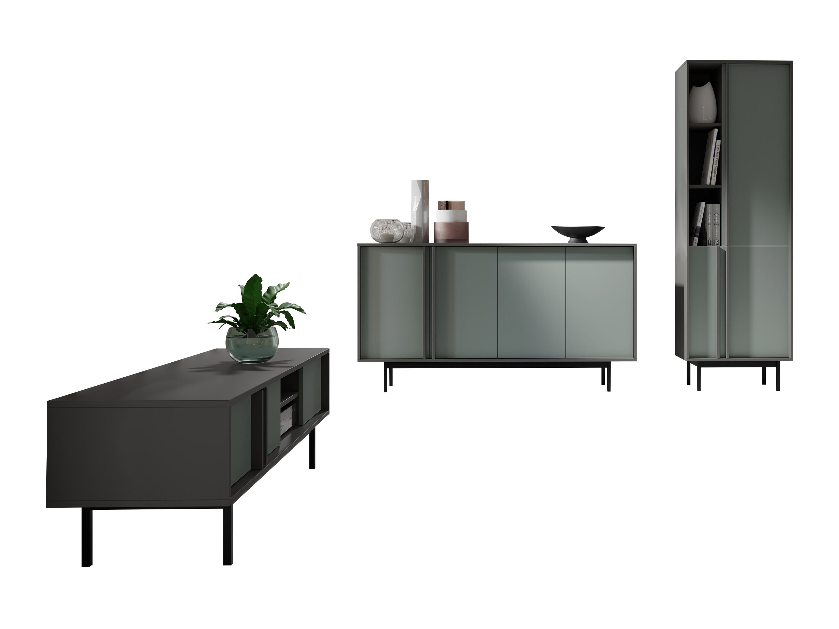 Parete attrezzata Levali 115 (Verde polveroso)