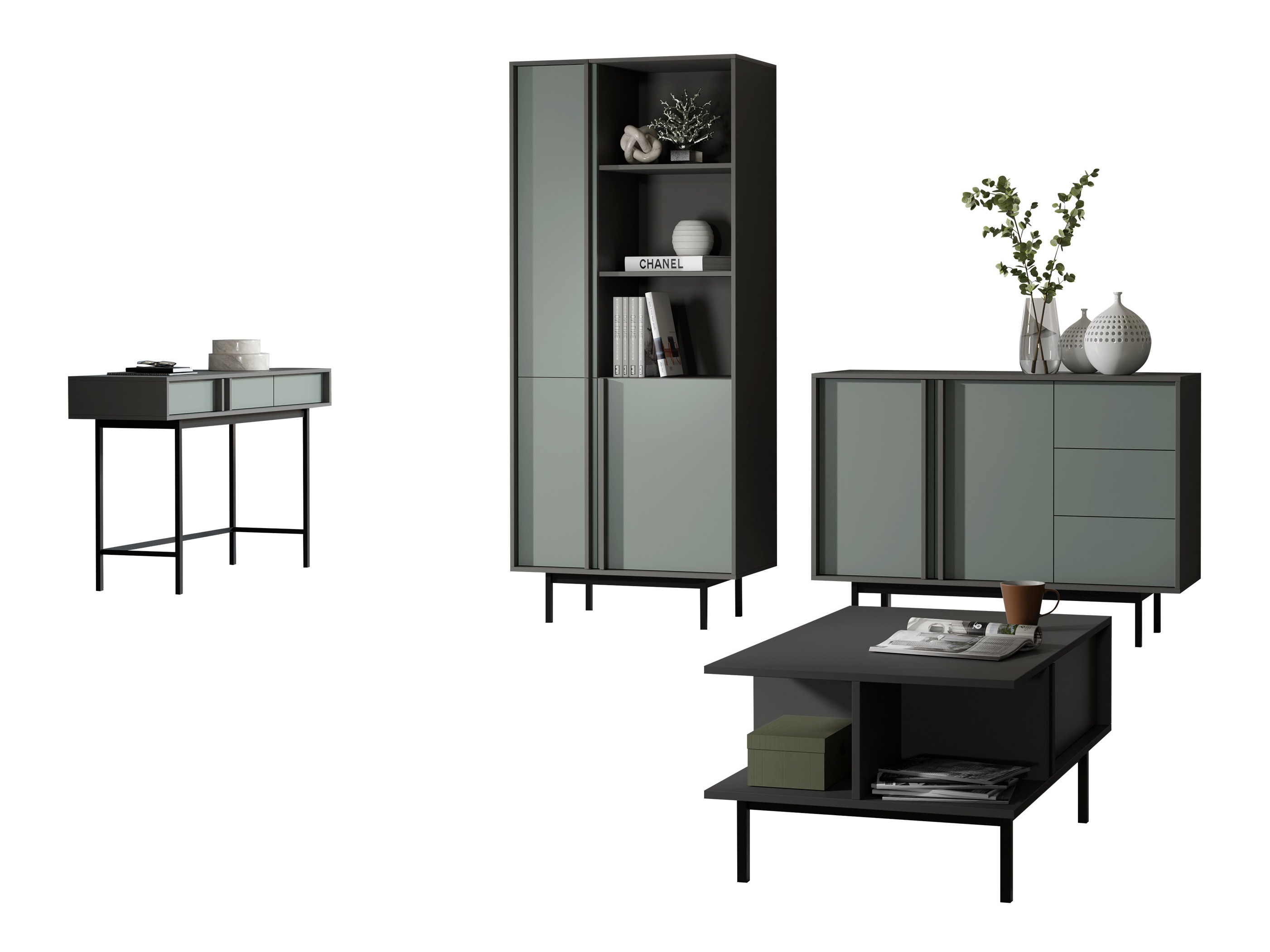 Parete attrezzata Levali 117 (Verde polveroso)