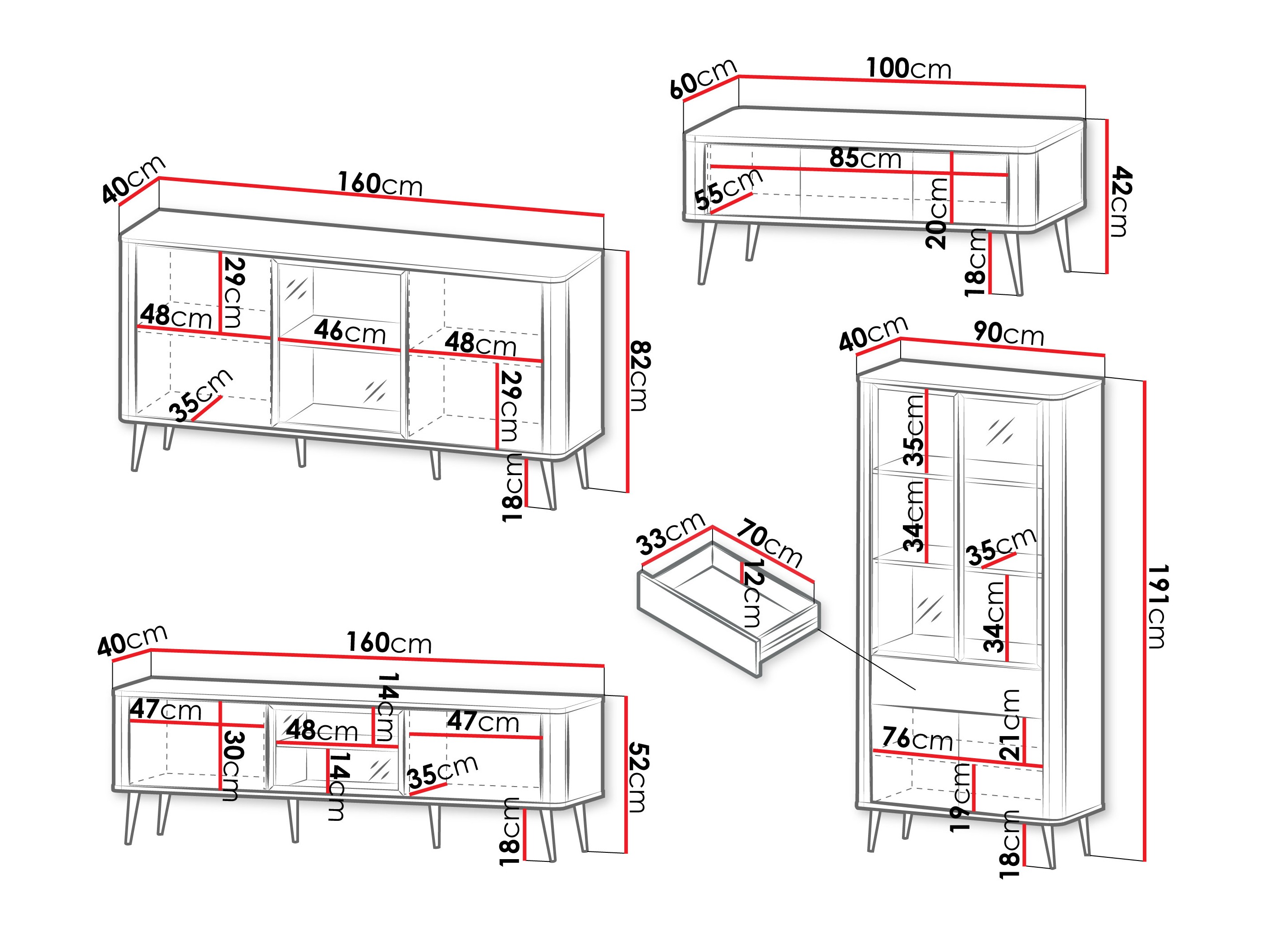Parete attrezzata Lufela 120 (Cachemire + Noce)