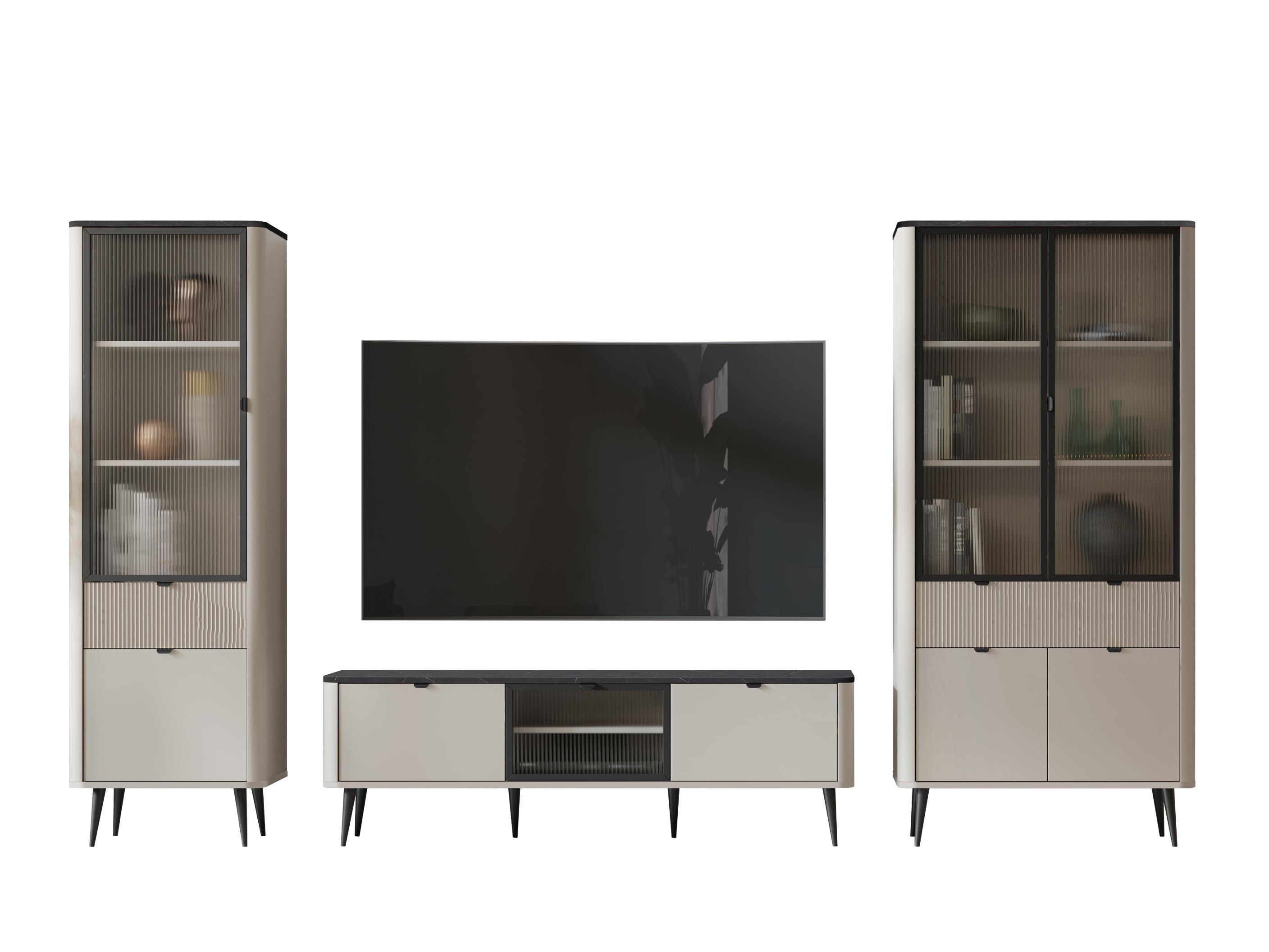 Parete attrezzata Lufela 121 (Cachemire + Marmo grigio)