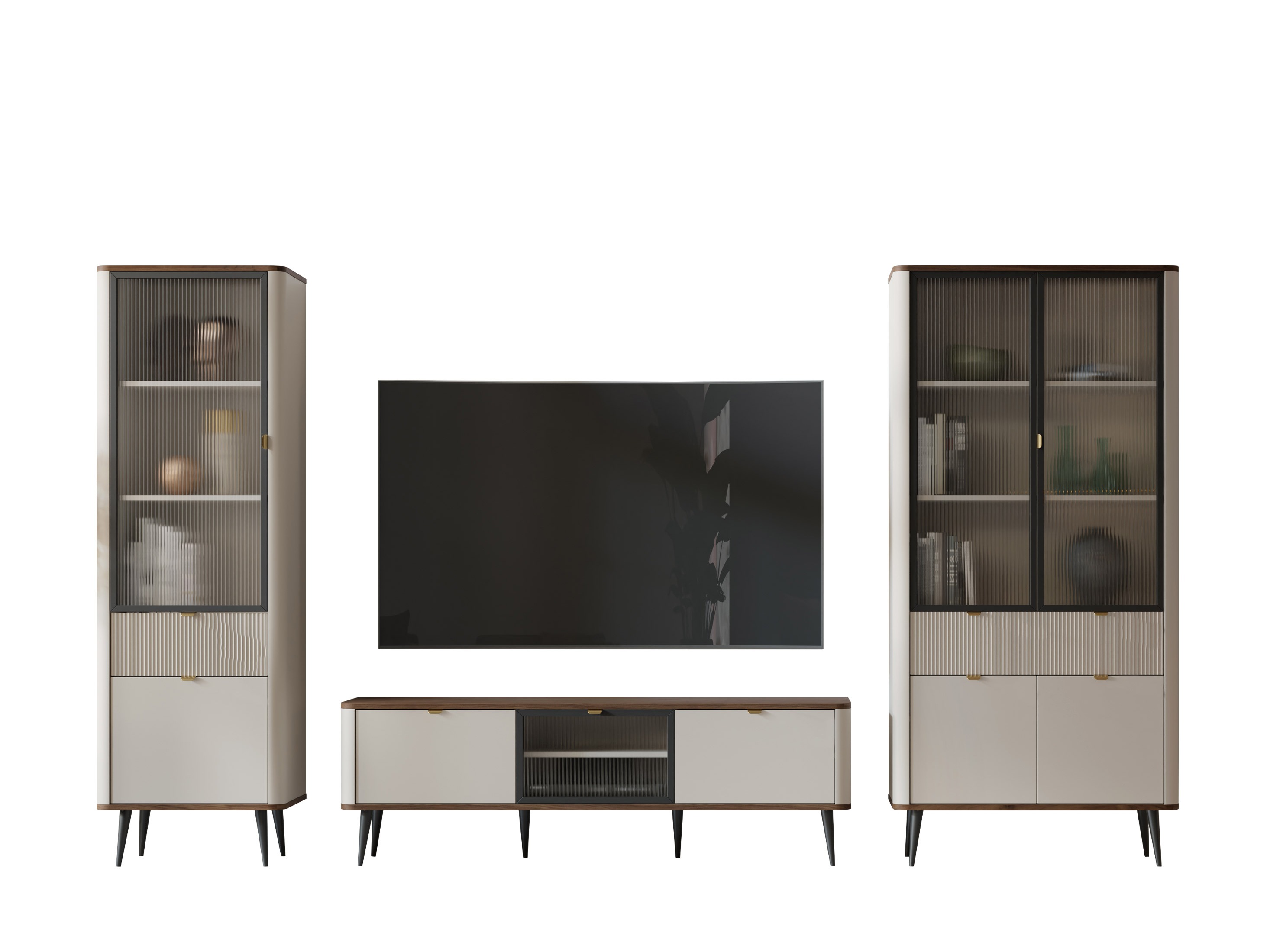 Parete attrezzata Lufela 121 (Cachemire + Noce)