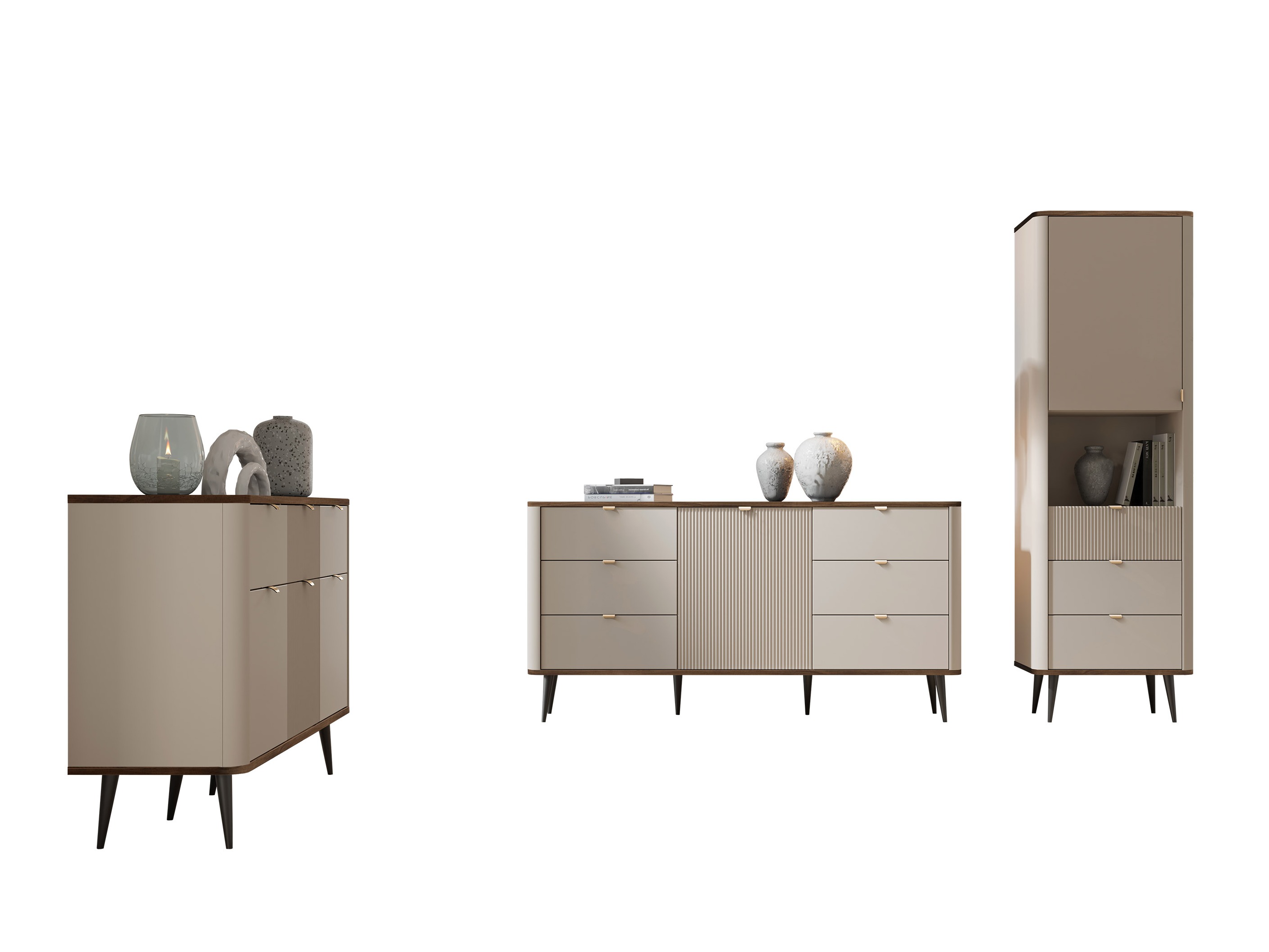 Parete attrezzata Lufela 122 (Cachemire + Noce)