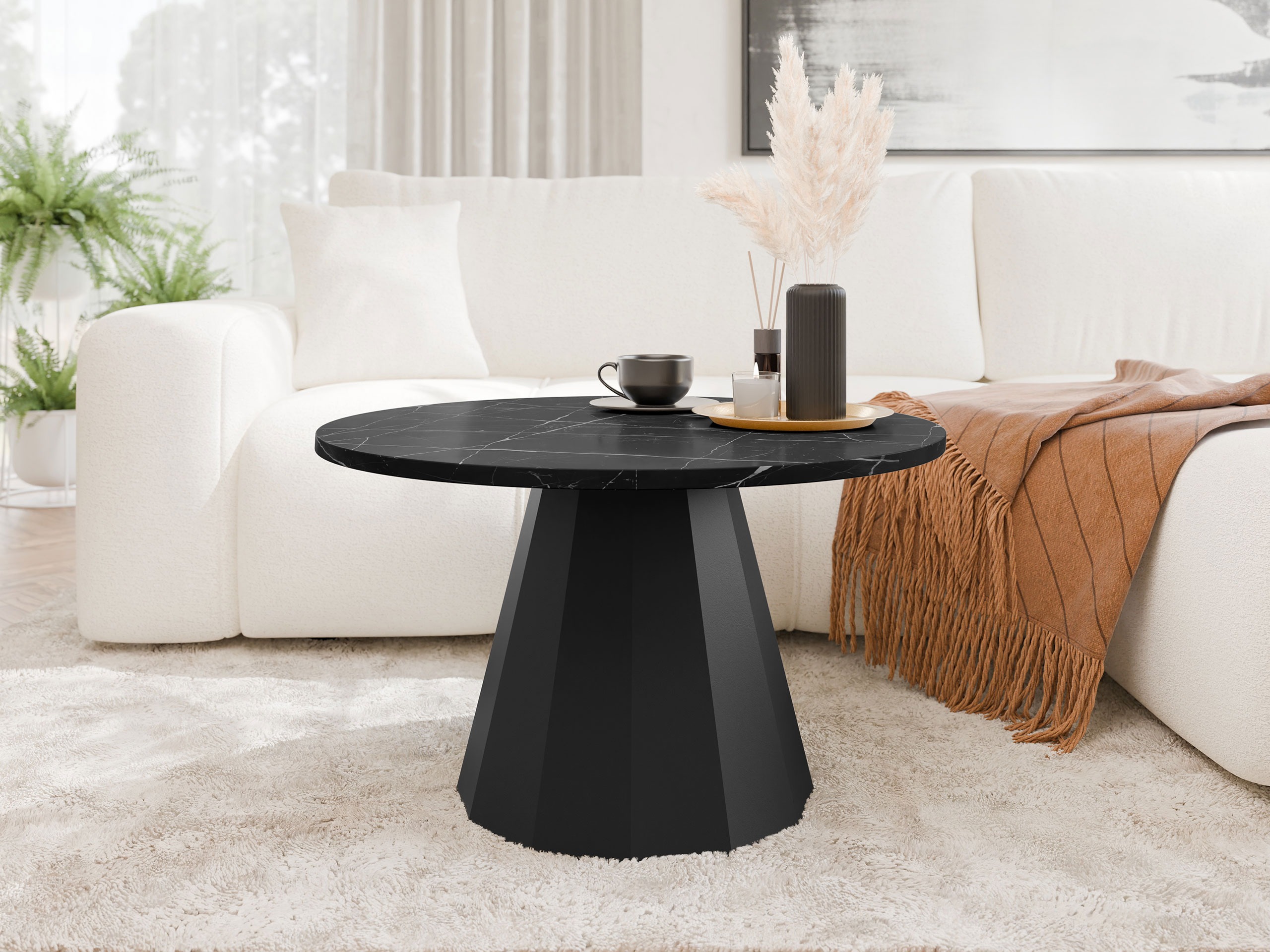 Tavolino da caffè Oswego 139 (Nero + Marmo nero)