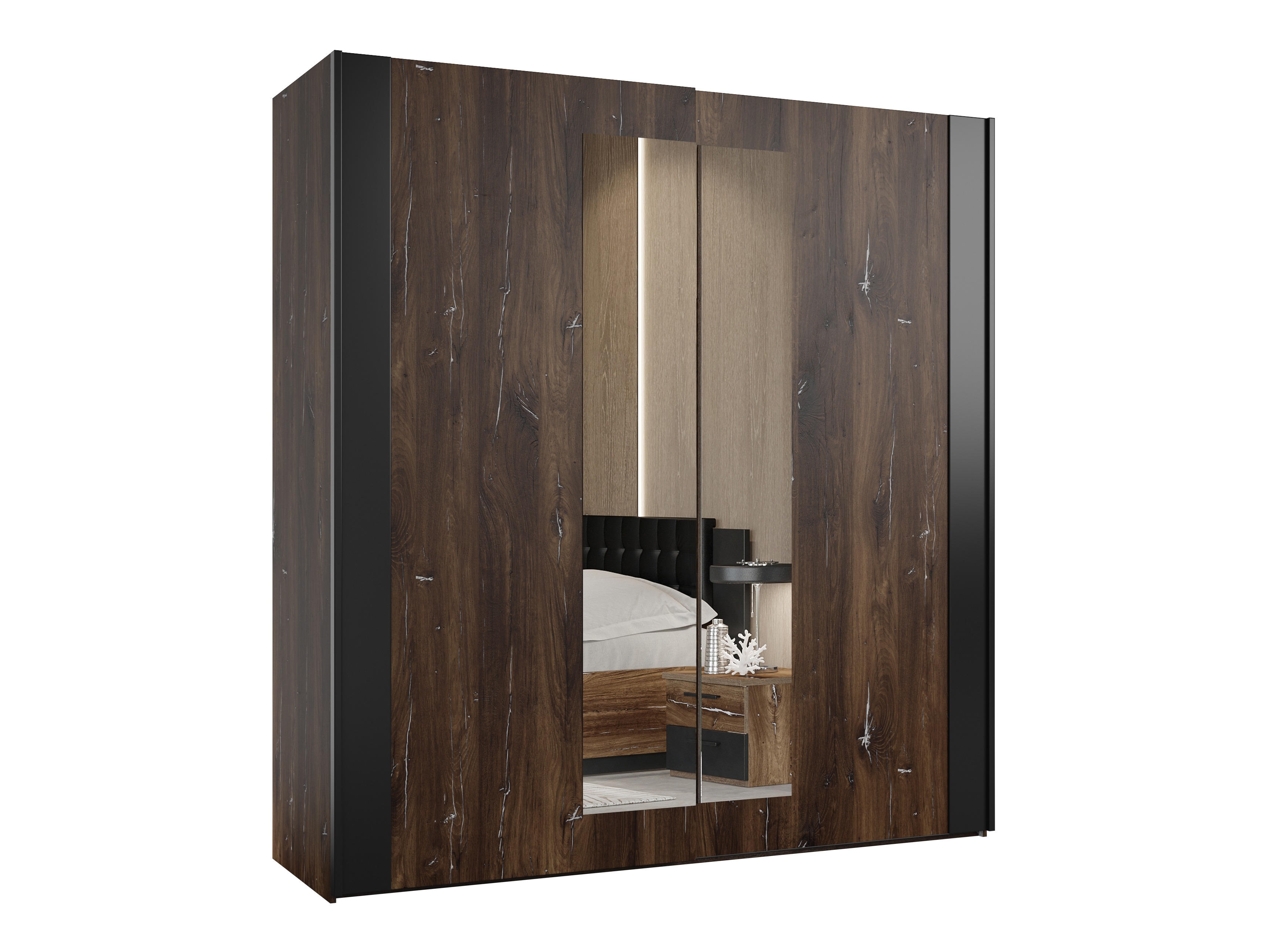 Armadio Felelie 100 (Rovere Flagstaff scuro + Argento)