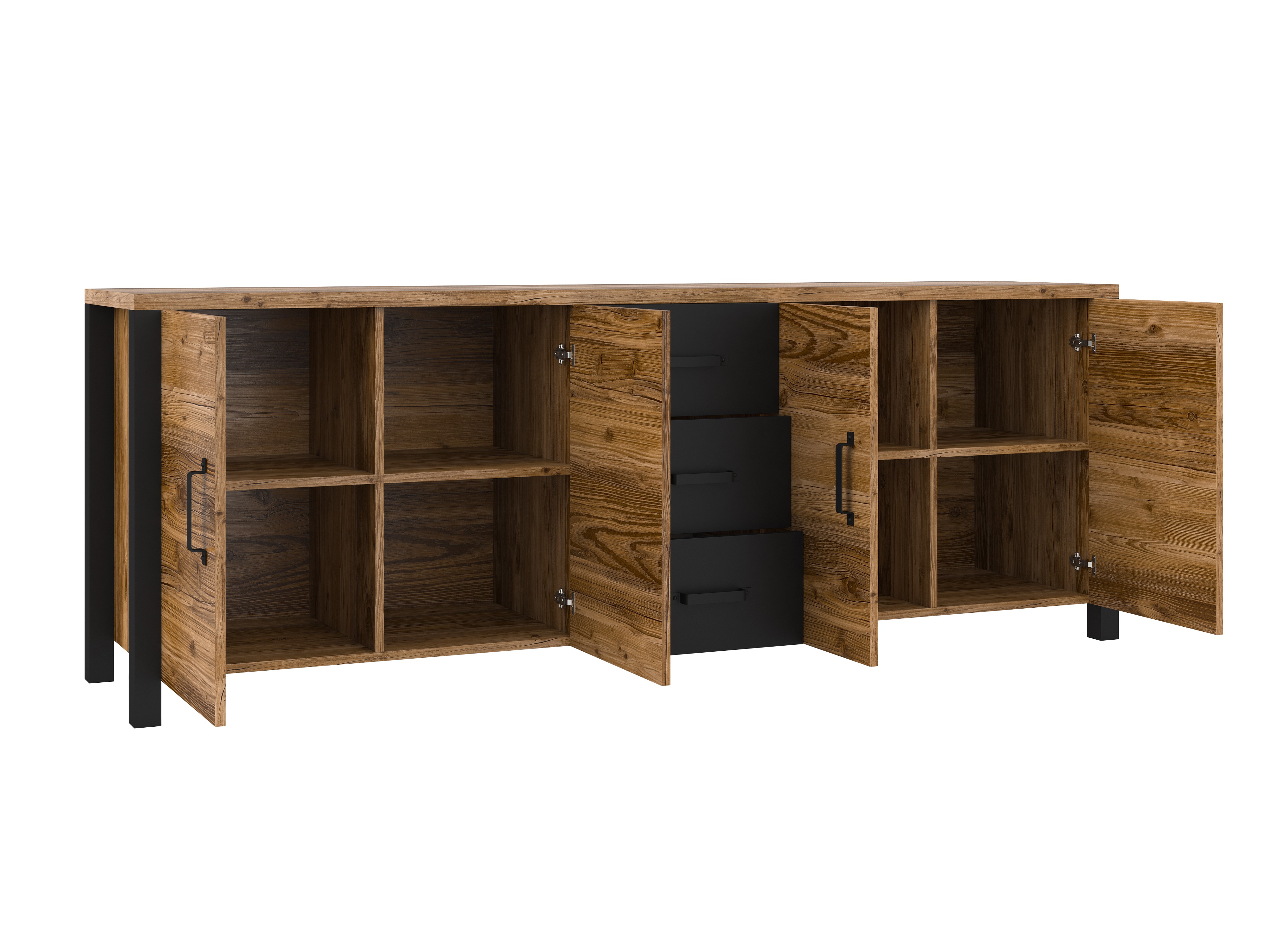 Cassettiera Tornua 109 (Abete scuro + Nero opaco)