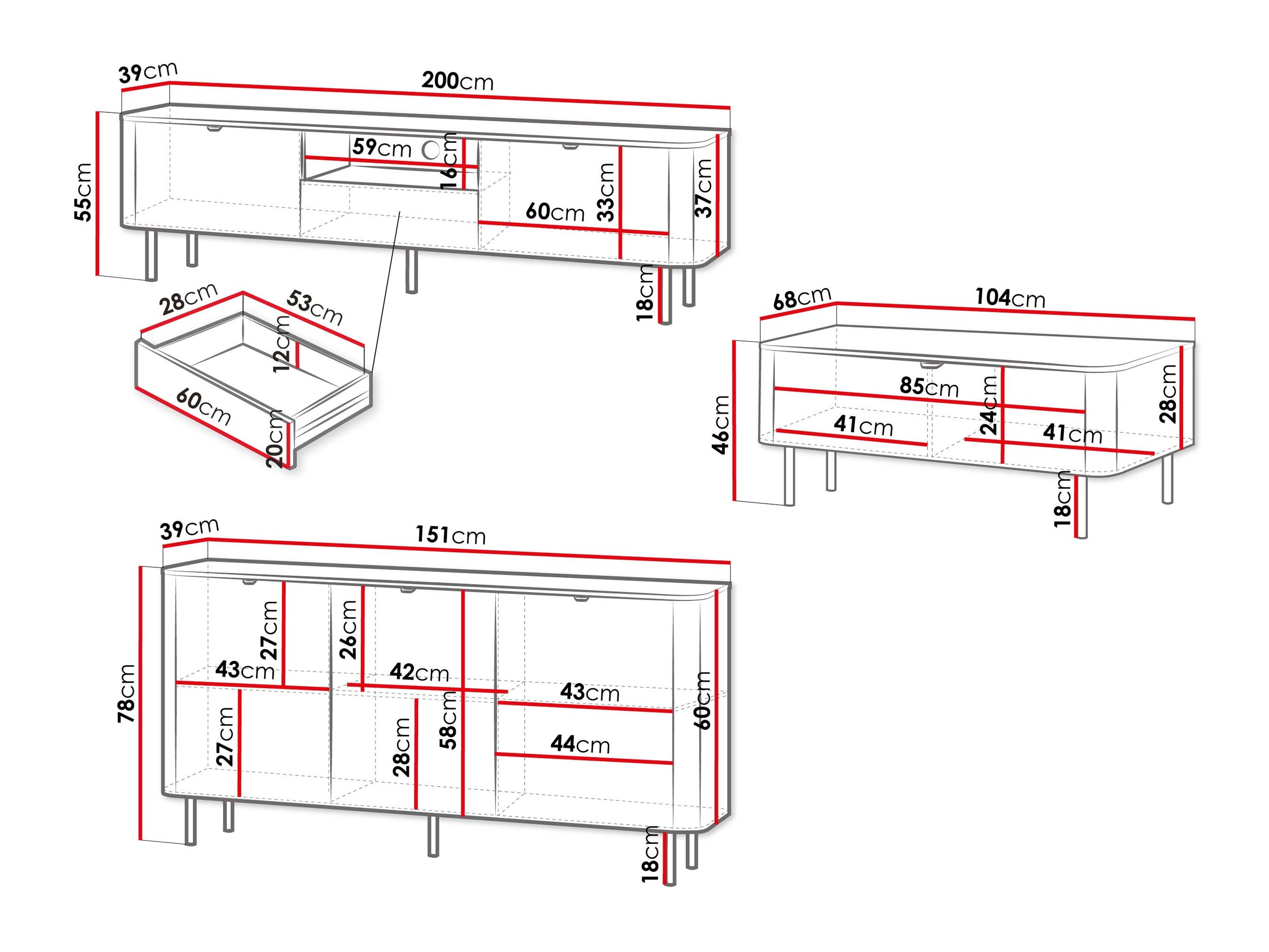 Parete attrezzata Tebeni 104
