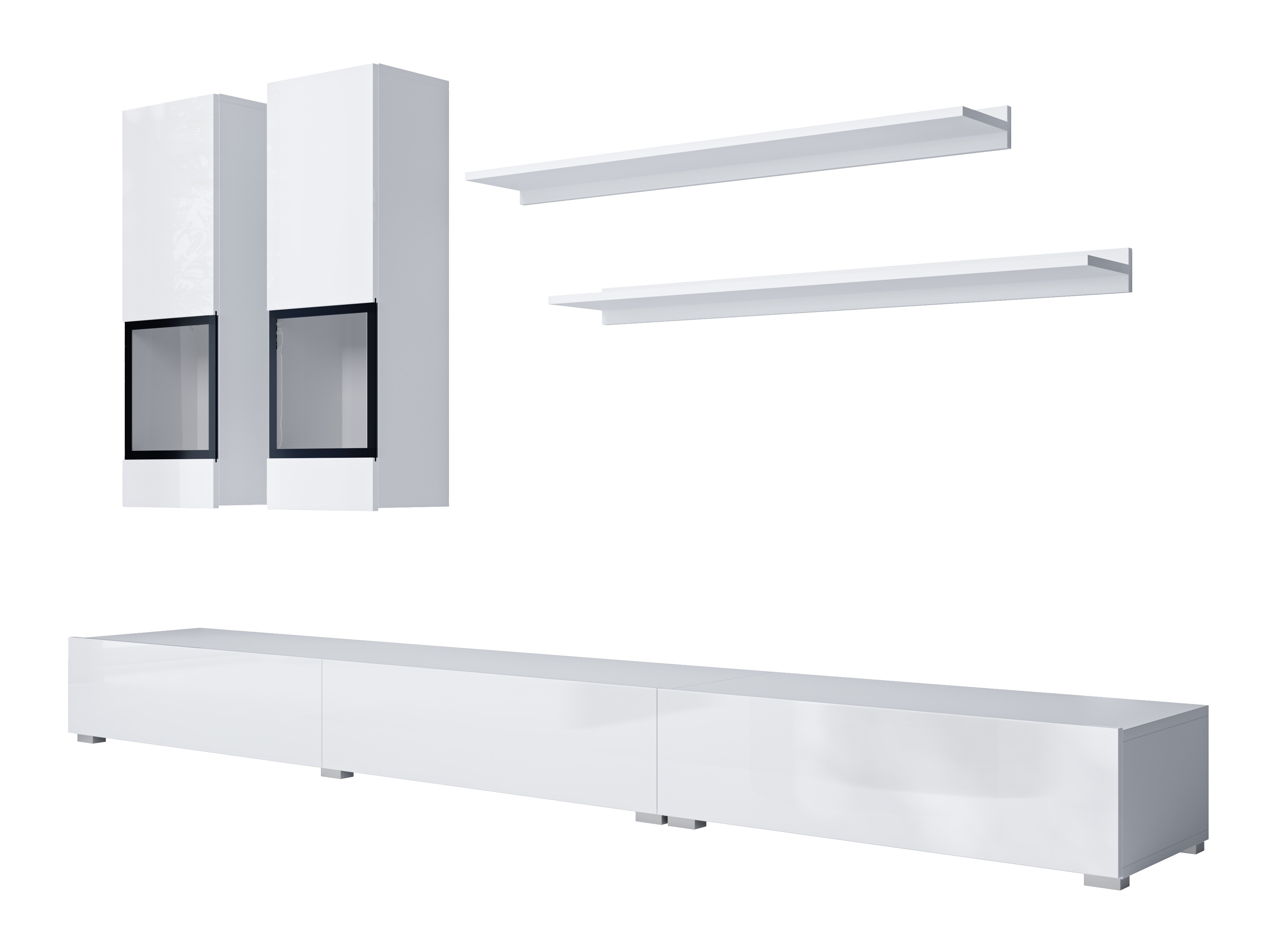 Parete attrezzata Serodeu 100 (Bianco + Bianco lucido)