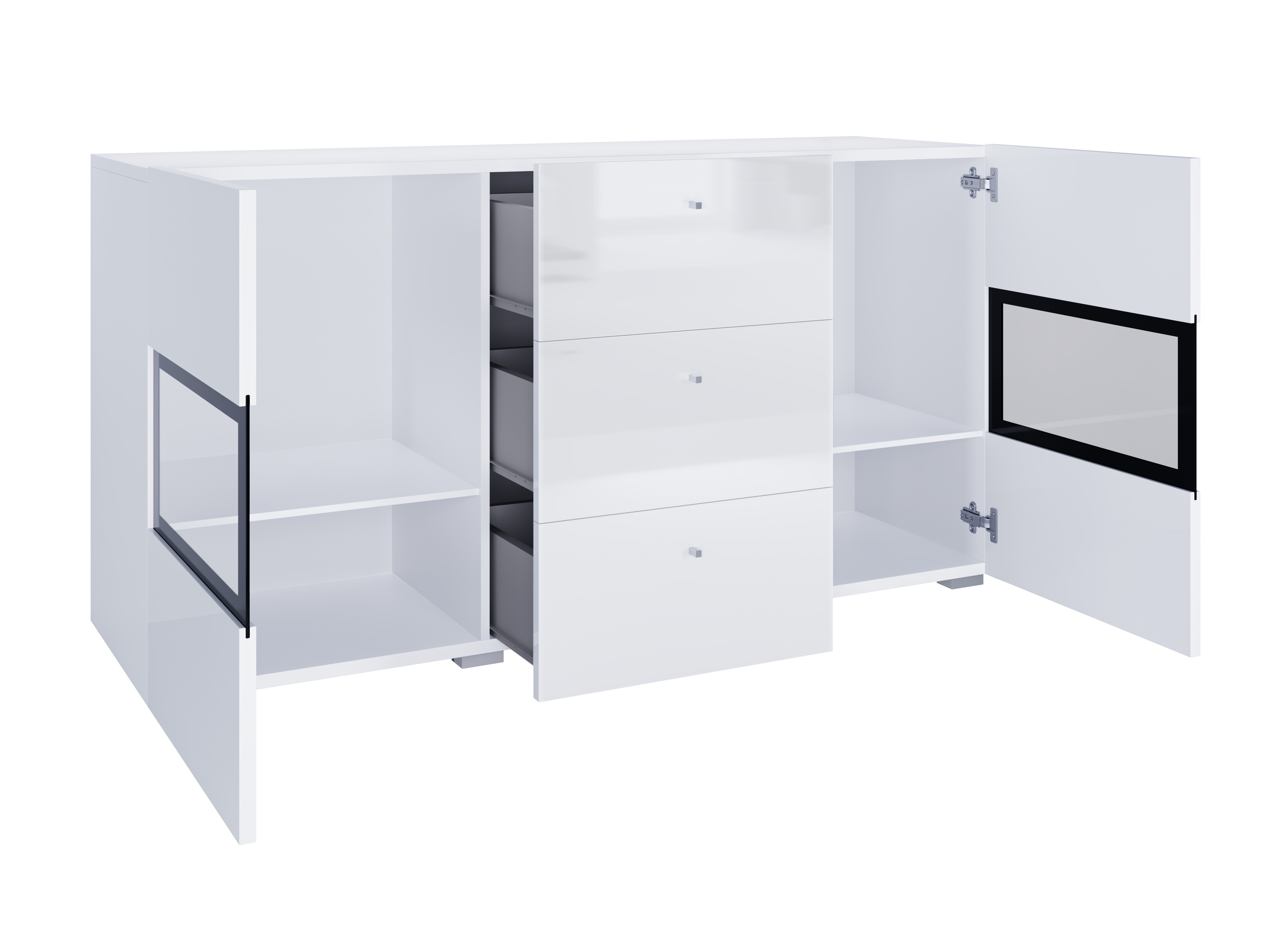 Parete attrezzata Serodeu 106 (Bianco + Bianco lucido)