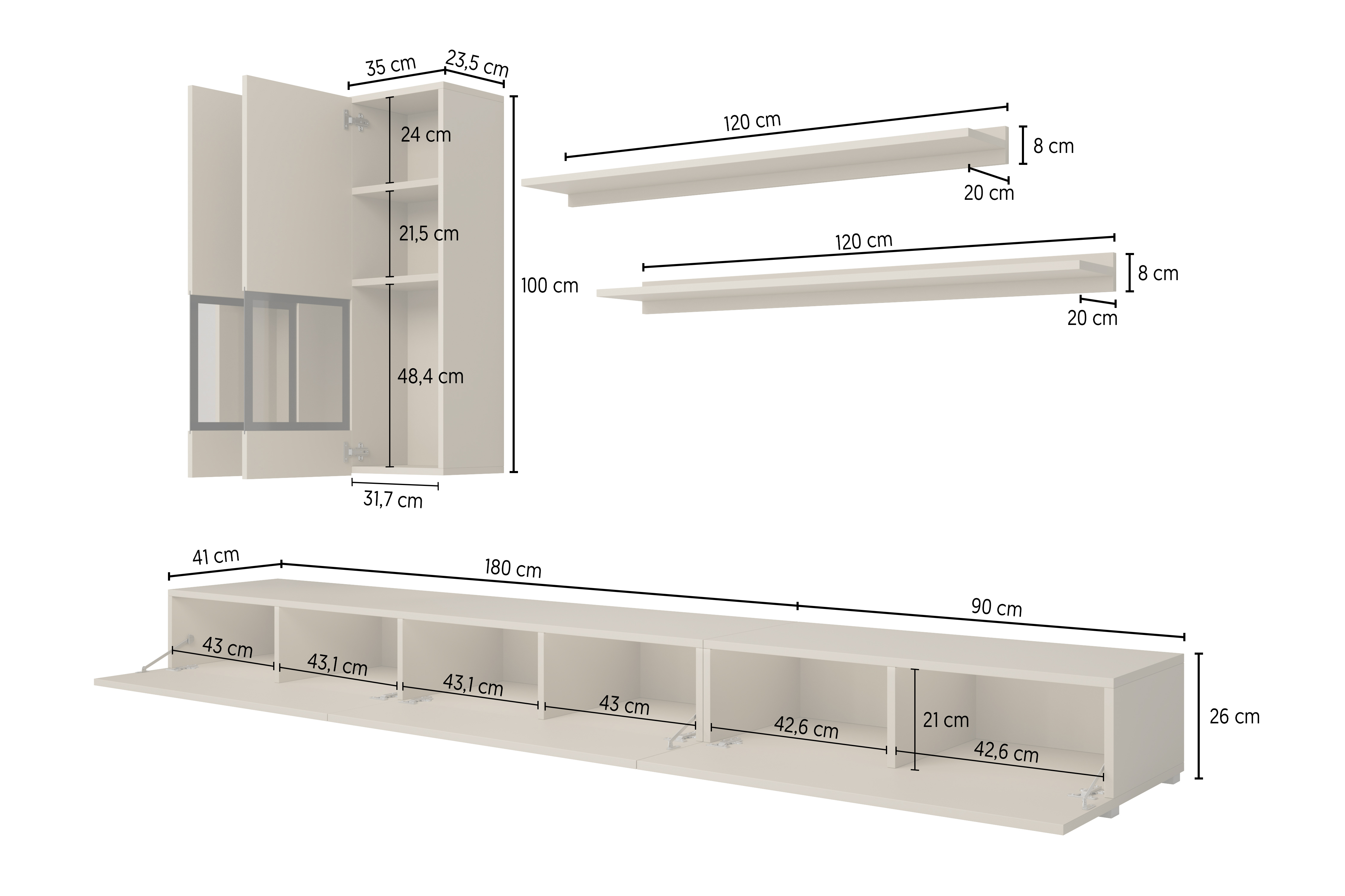 Parete attrezzata Serodeu 100 (Noce + Marrone scuro)
