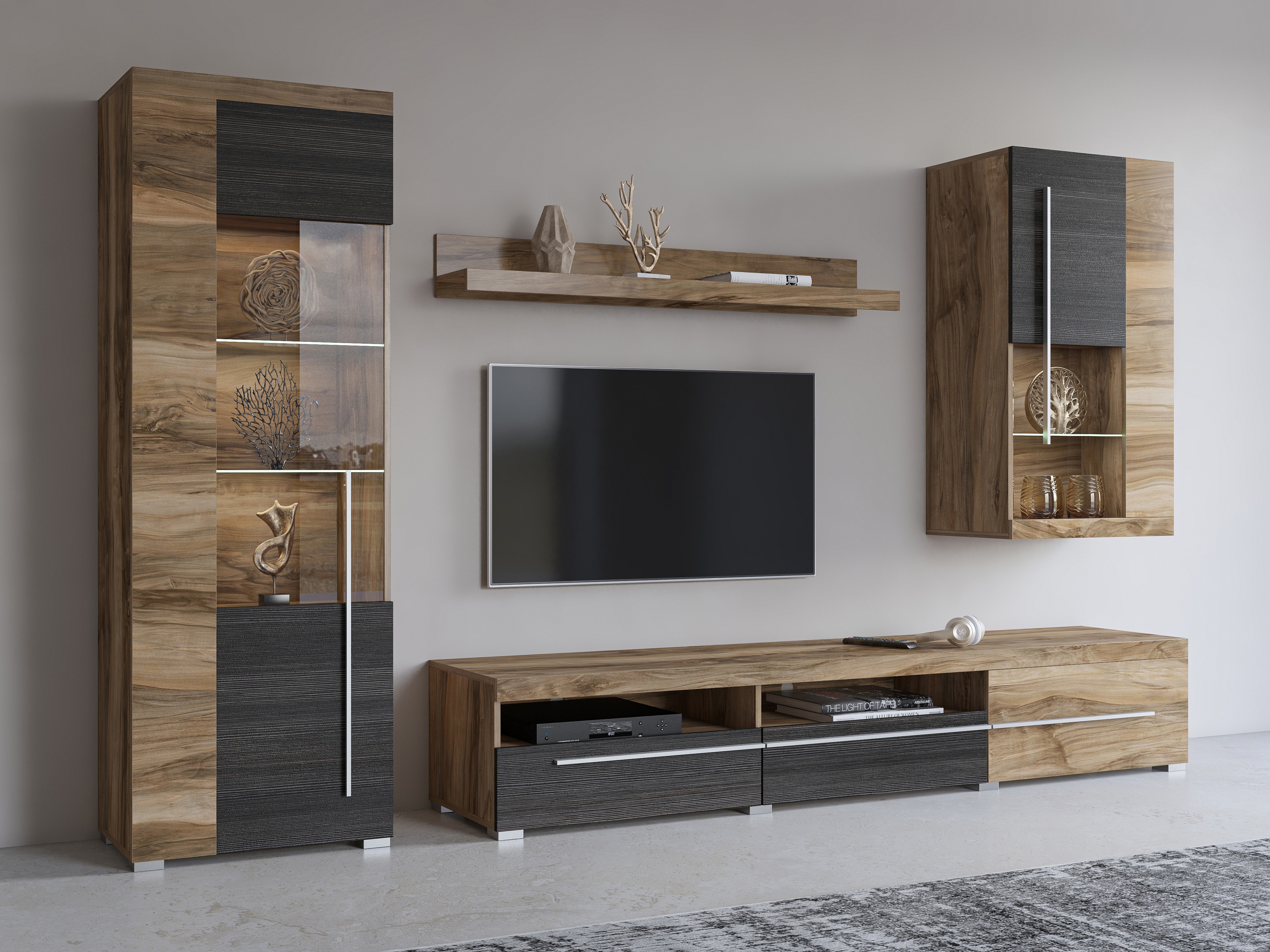 Parete attrezzata Sorciro 105 (Noce + Rovere moro)