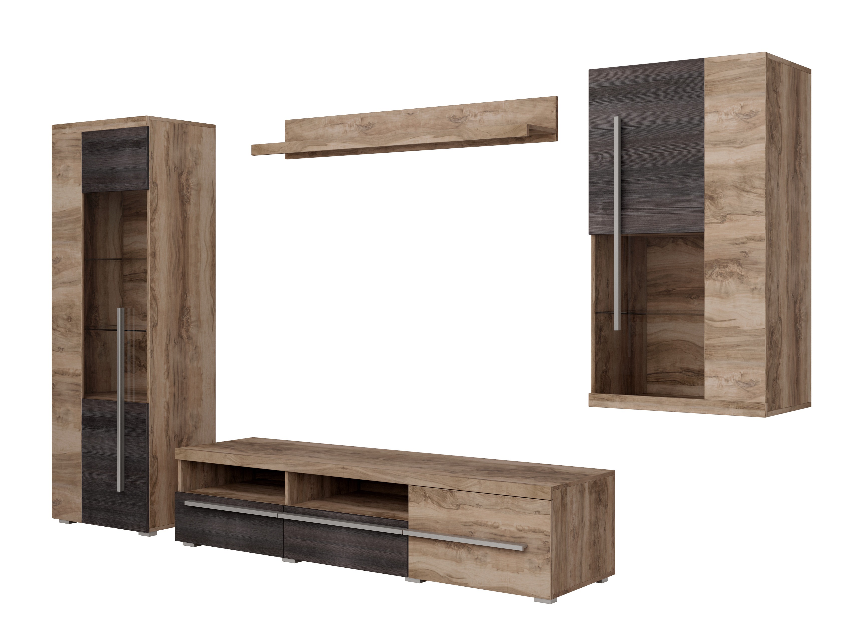 Parete attrezzata Sorciro 105 (Noce + Rovere moro)