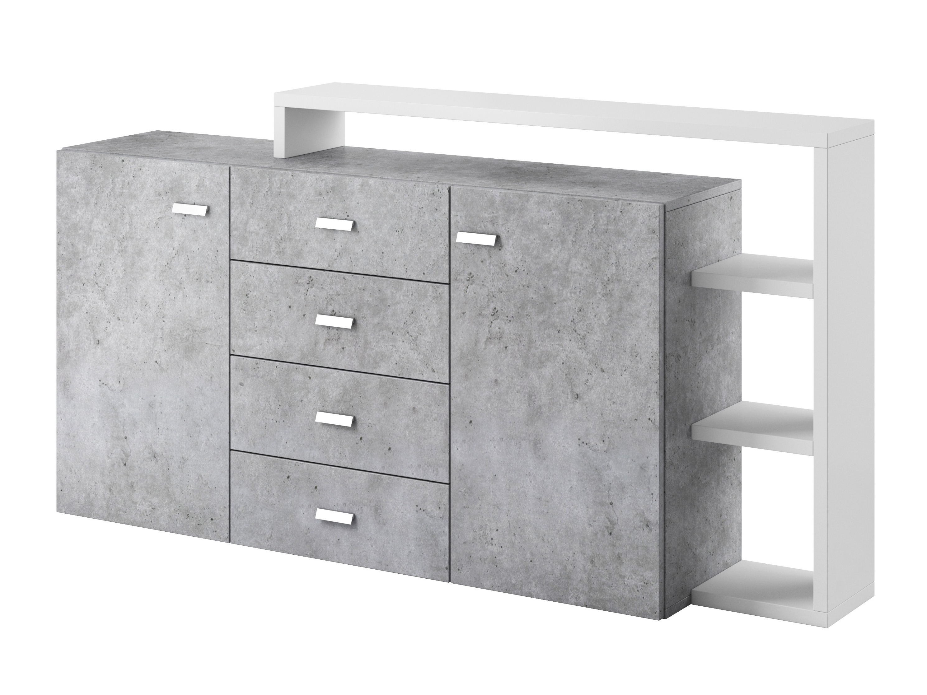 Cassettiera Lutiva 106 (Bianco + Calcestruzzo)