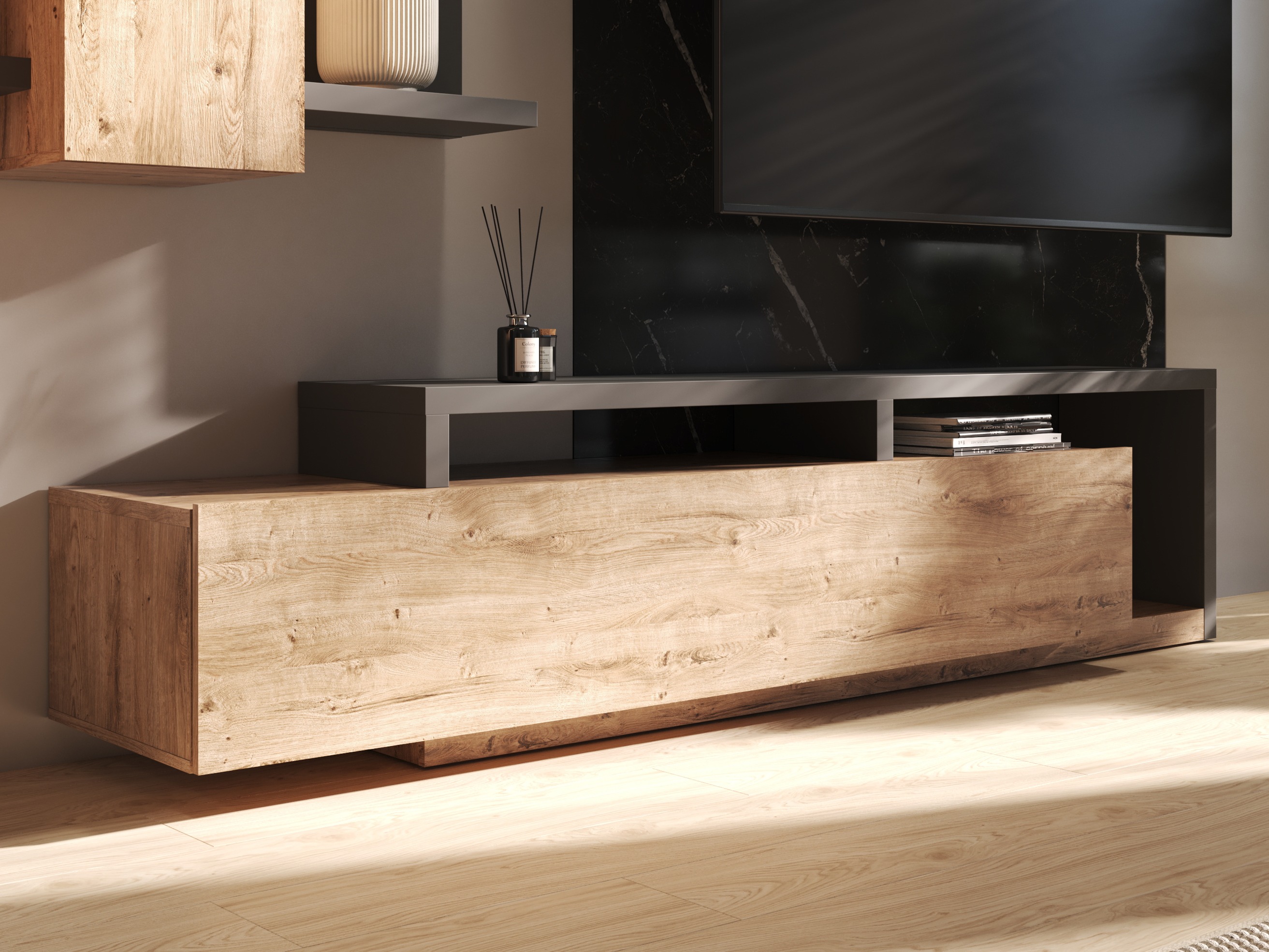 Mobile porta TV Lutiva 103 (Antracite + Ribbec quercia)