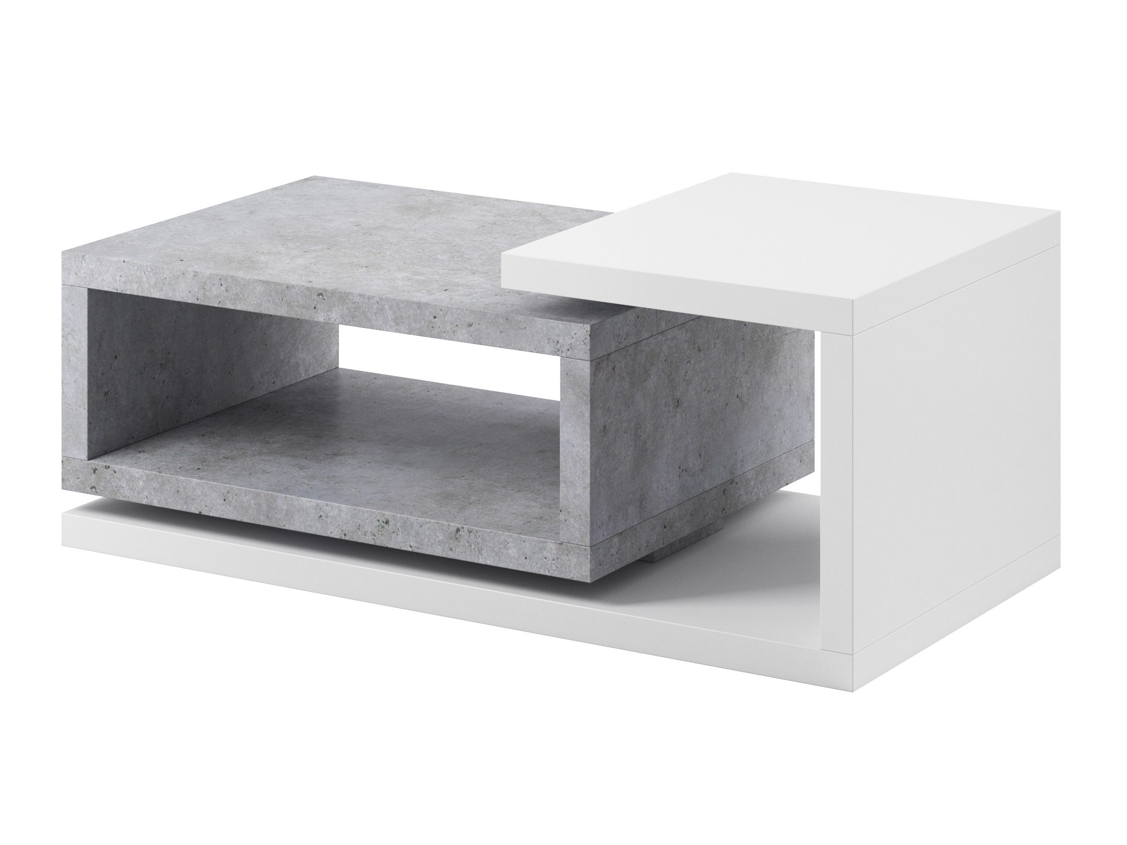 Tavolino da caffè Lutiva 104 (Bianco + Calcestruzzo)