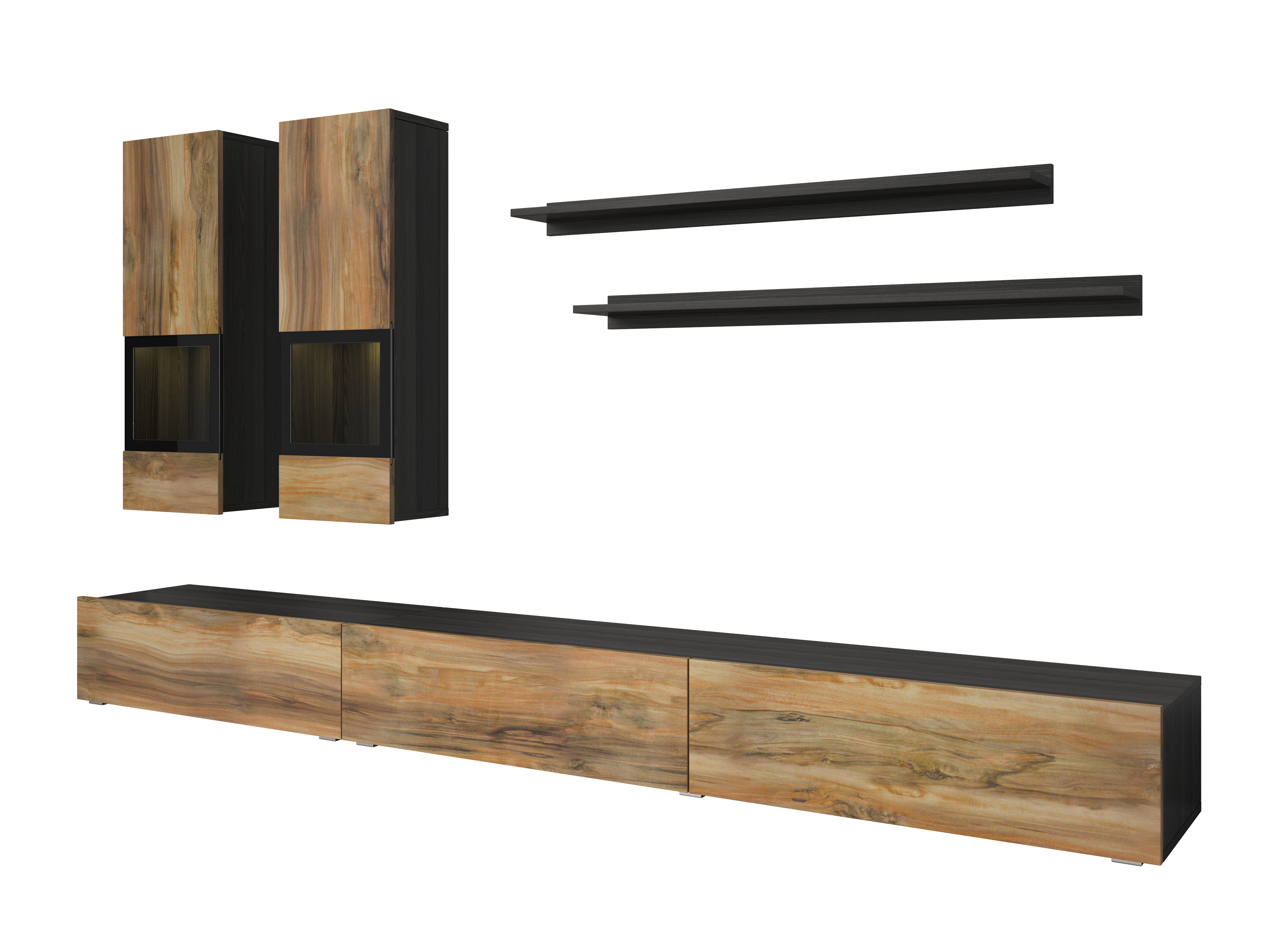 Parete attrezzata Serodeu 100 (Noce + Marrone scuro)