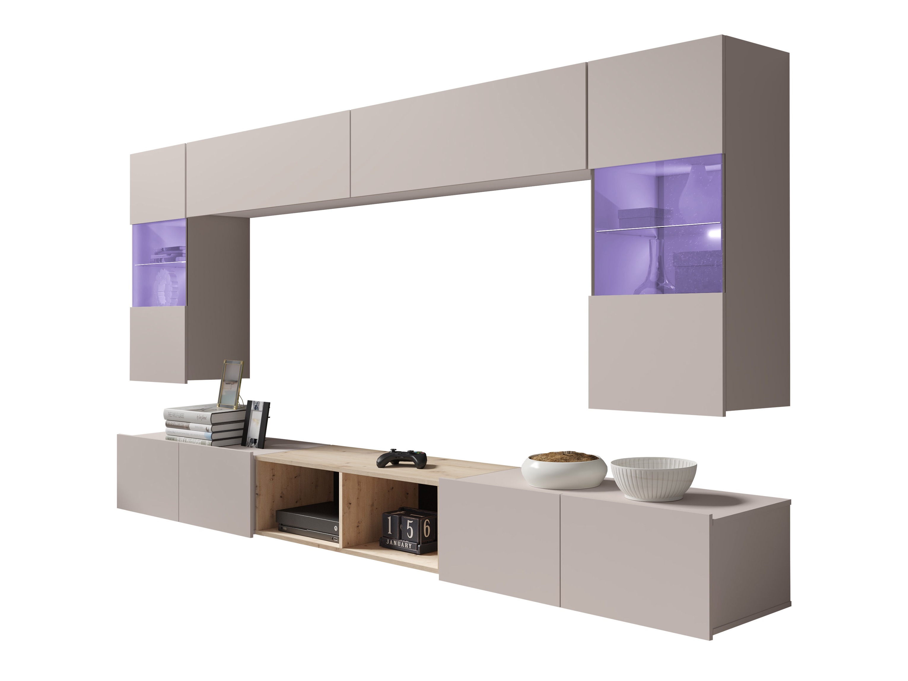 Parete attrezzata Remus XXIV (Cachemire + Rovere Artisan)
