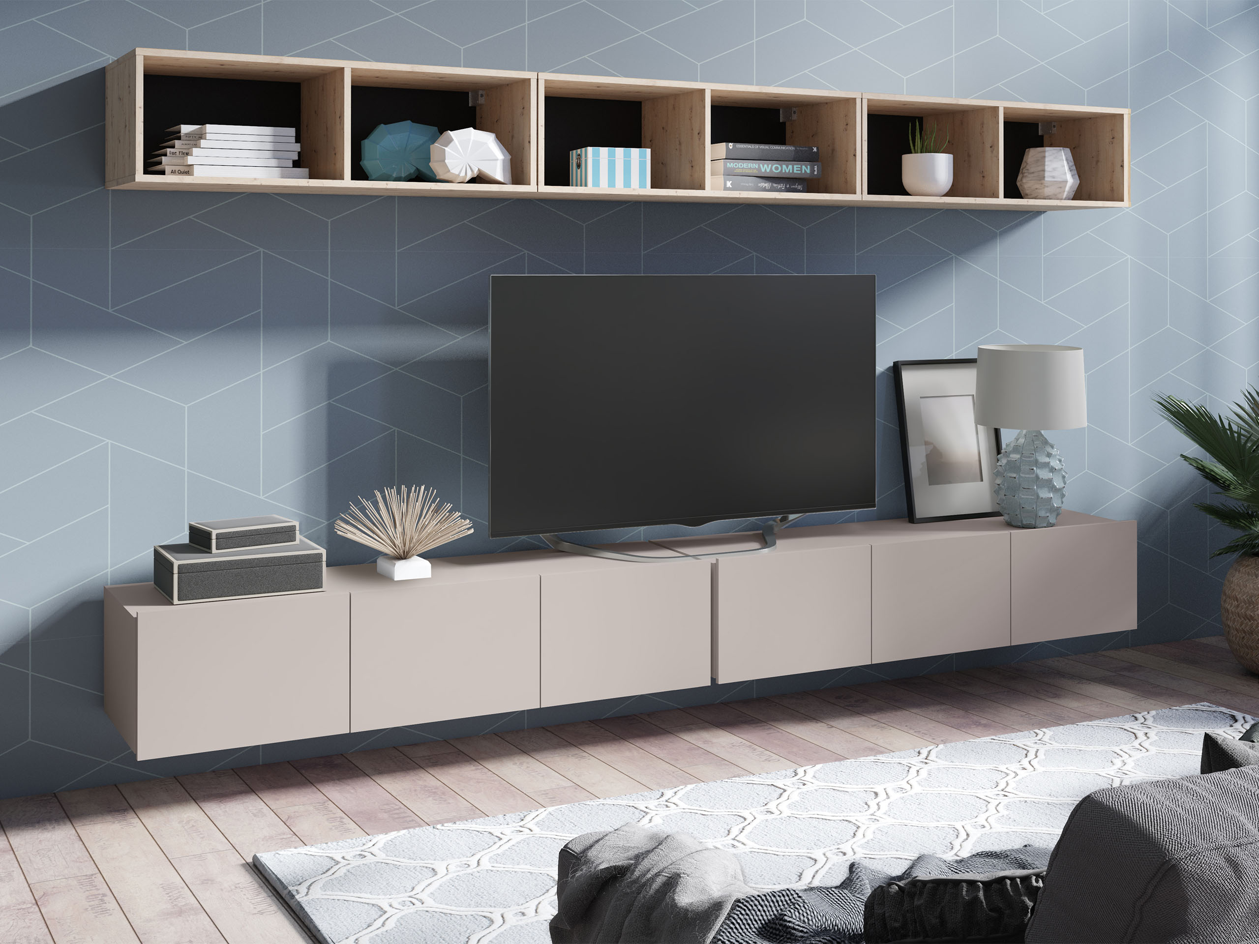 Parete attrezzata Remus XXXIII (Cachemire + Rovere Artisan)