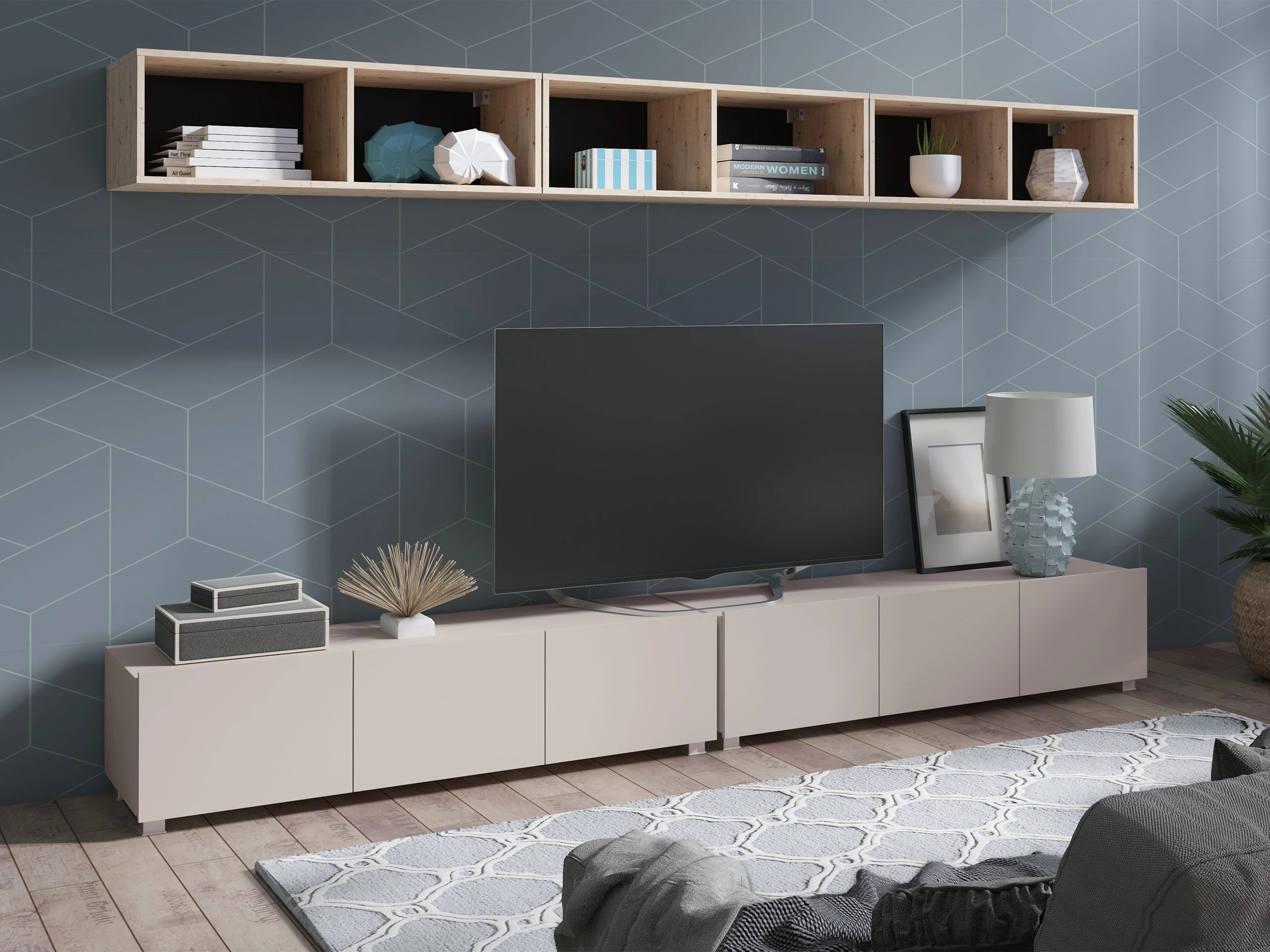 Parete attrezzata Remus XXXIII (Cachemire + Rovere Artisan)
