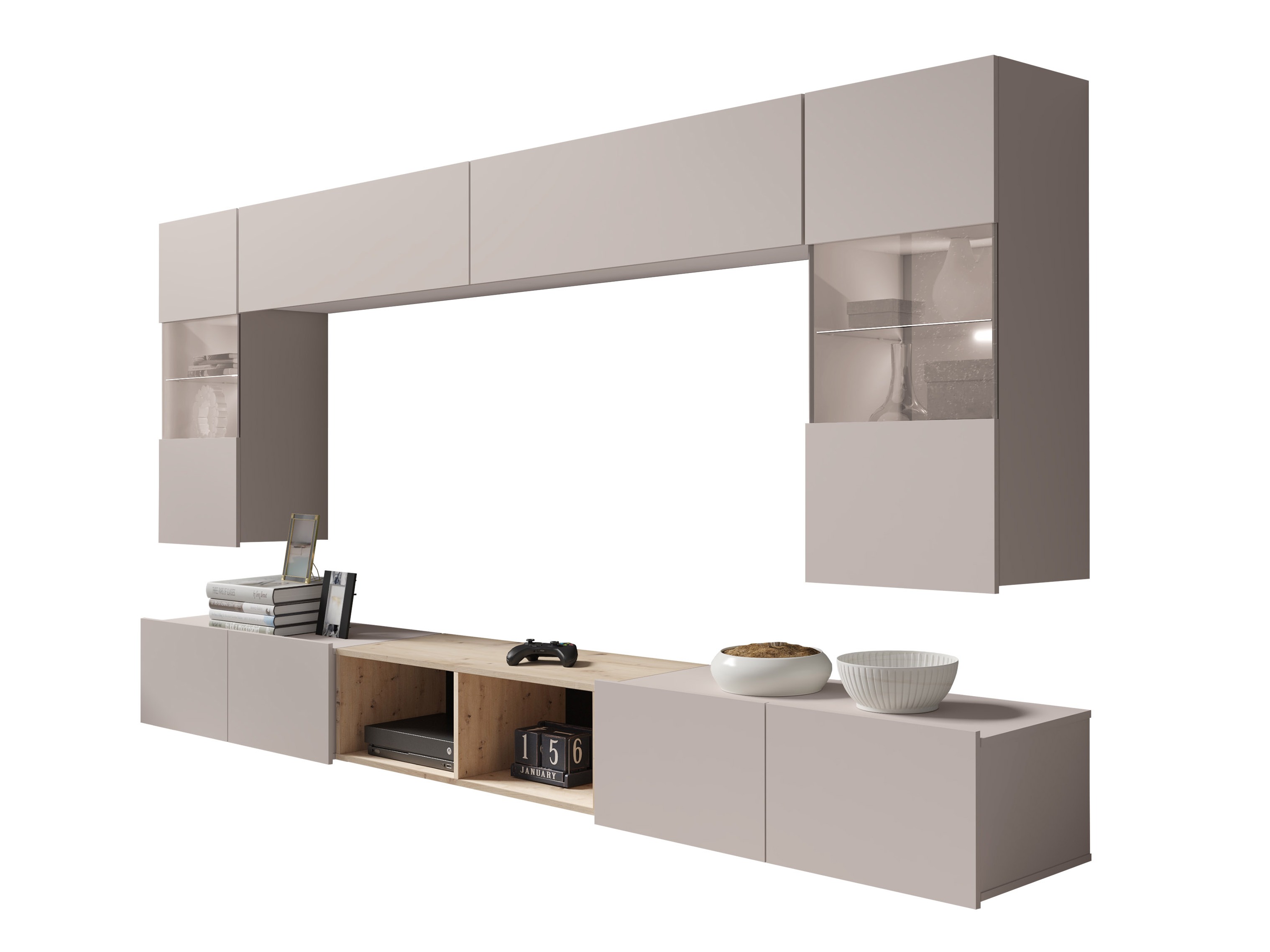 Parete attrezzata Tivdalu 144 (Cachemire + Rovere Artisan)