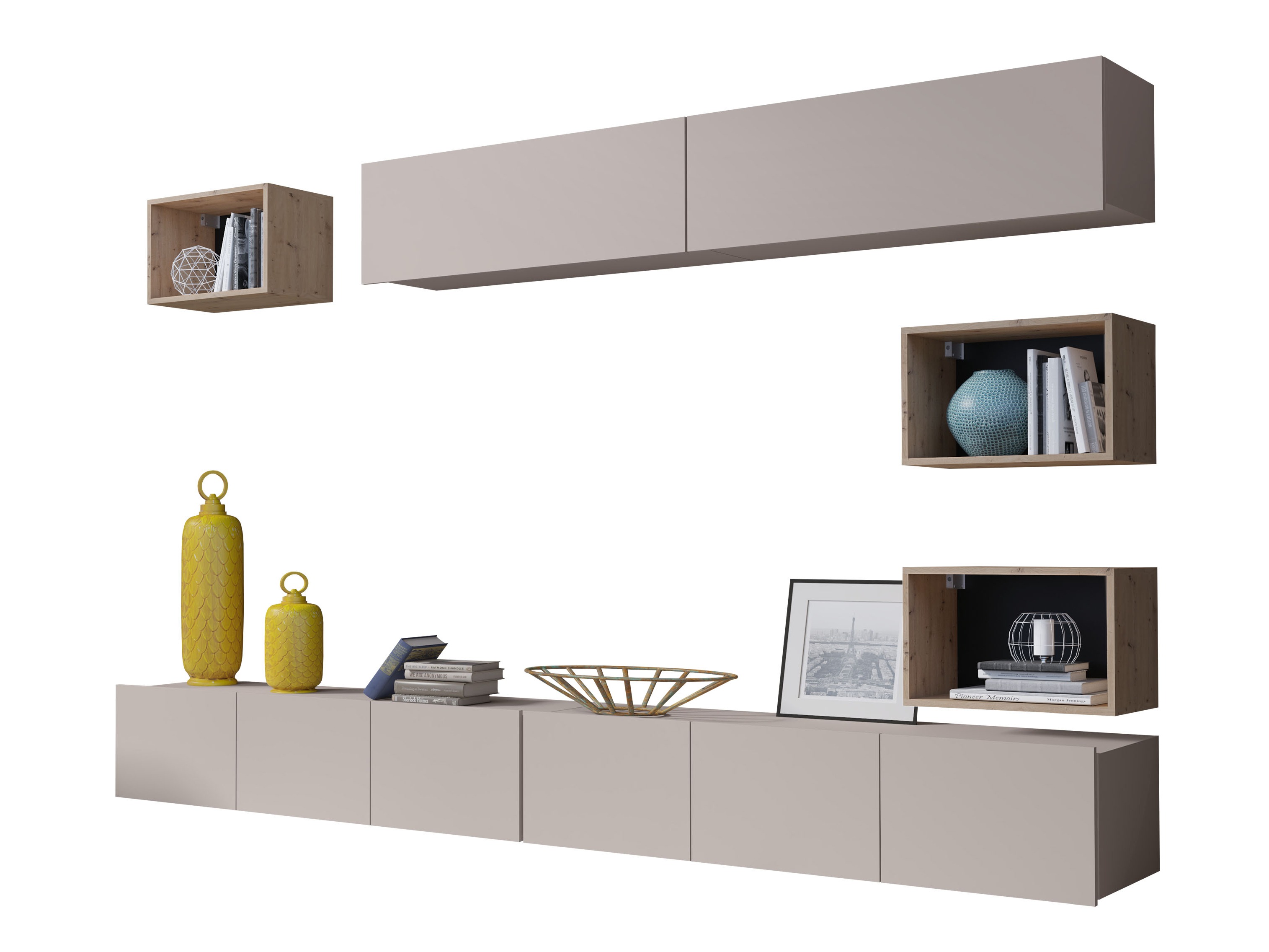 Parete attrezzata Tivdalu 151 (Cachemire + Rovere Artisan)