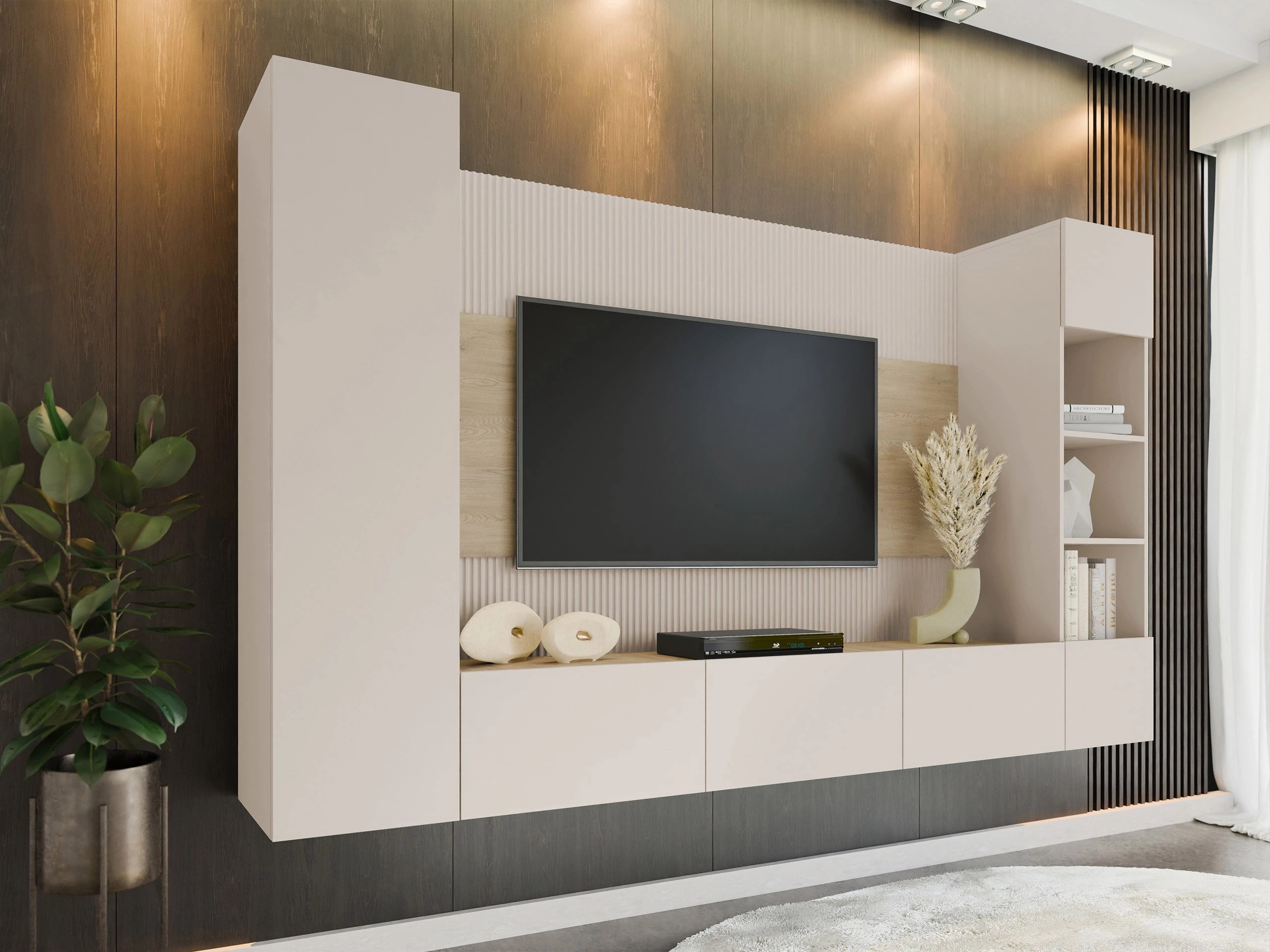 Parete attrezzata Comfivo 450 (Beige + Quercia)