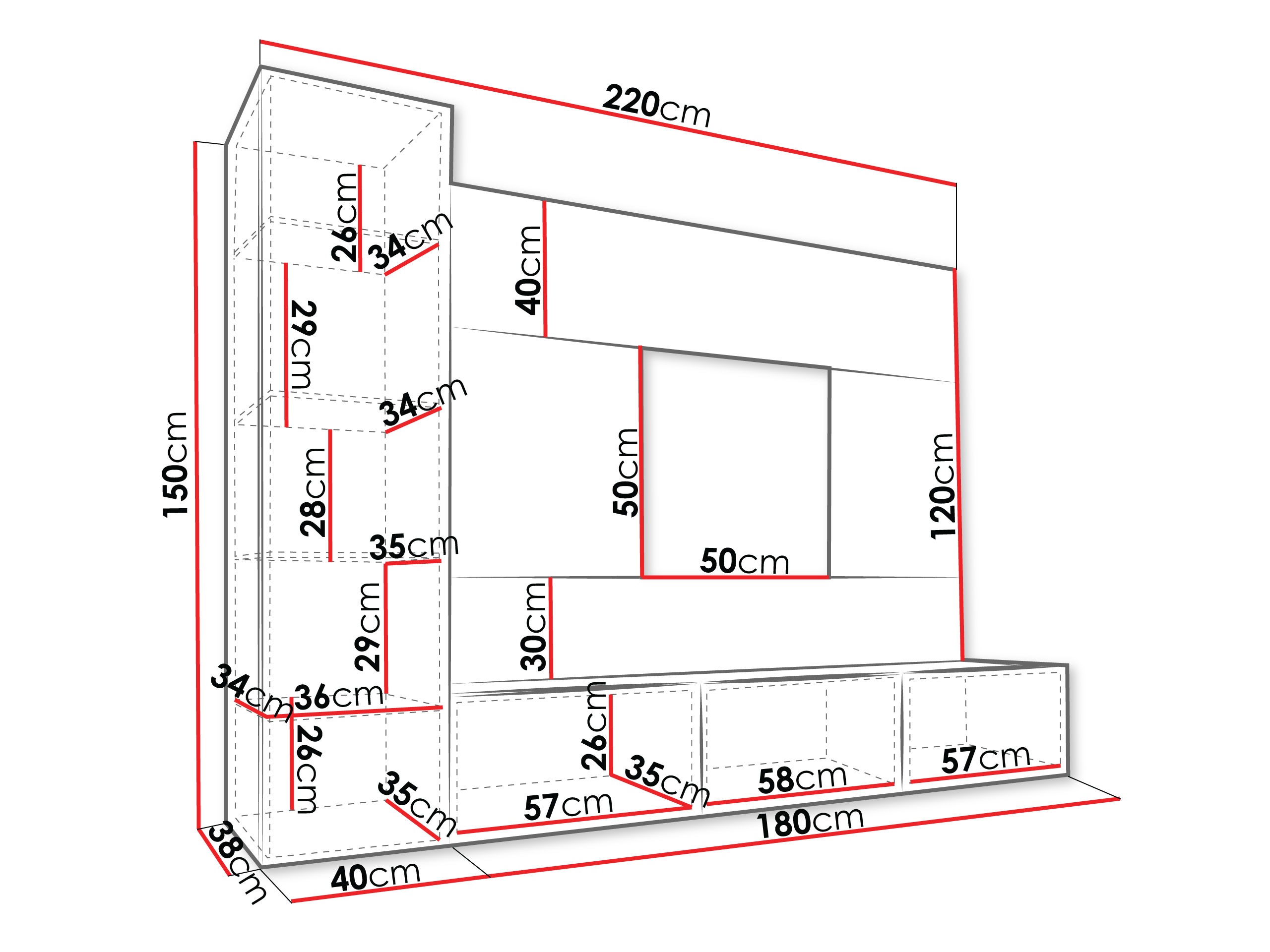 Parete attrezzata Comfivo 452 (Beige + Quercia)